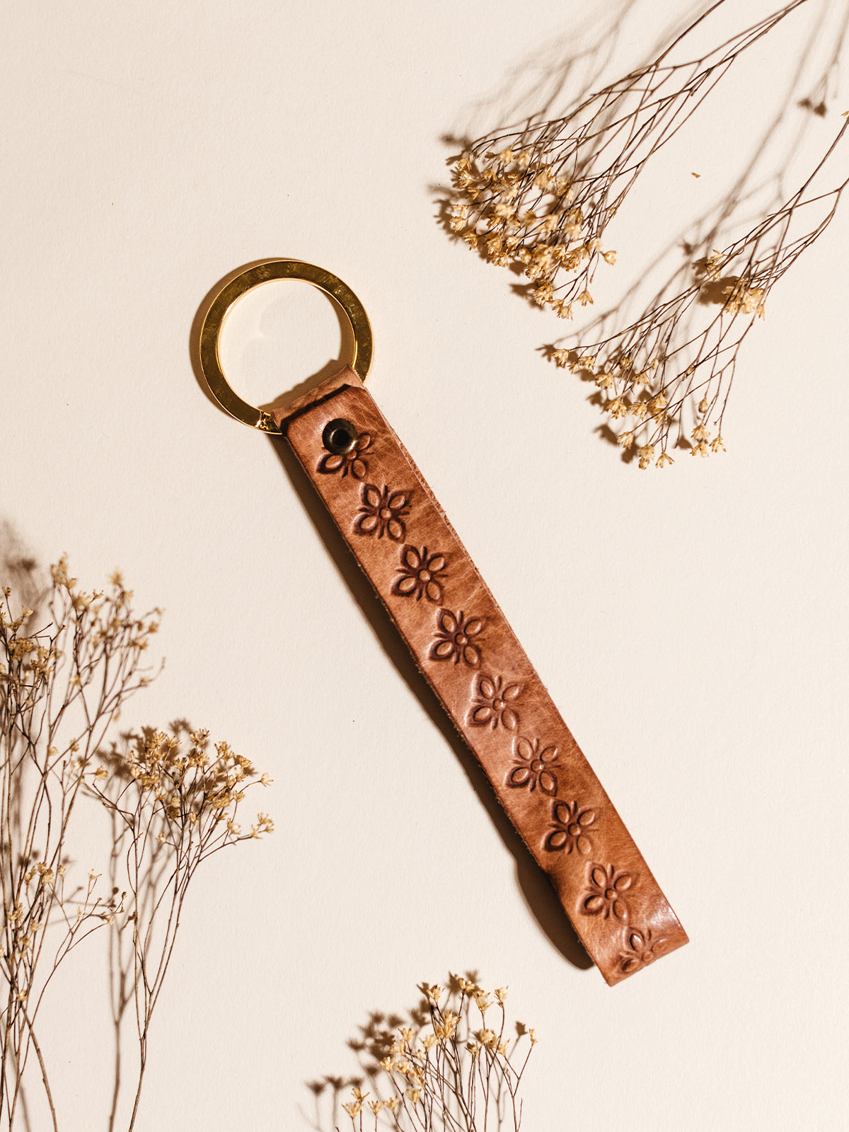 Hand Stamped Leather Keychain