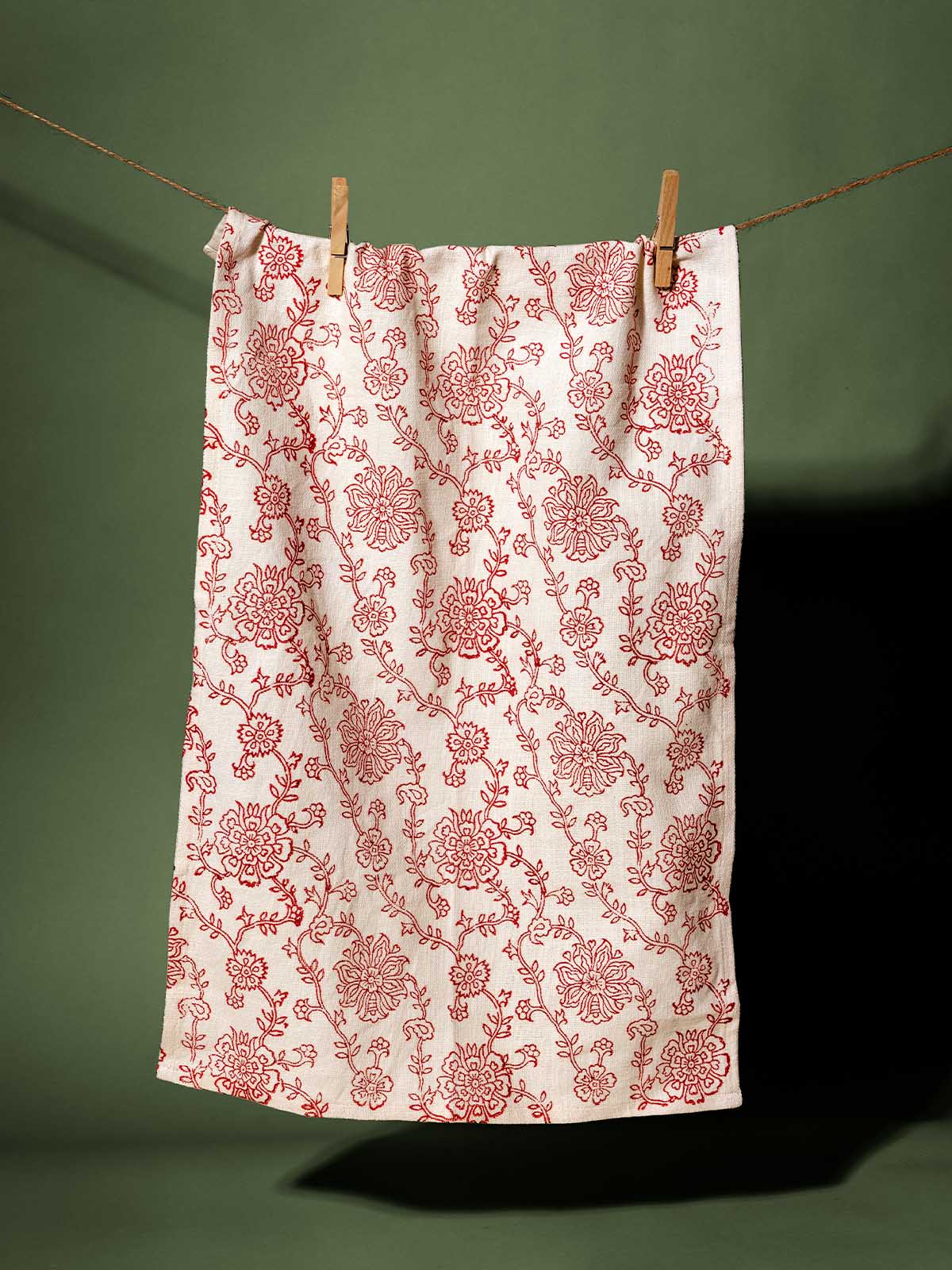 Gulbahar Red Linen Tea Towel