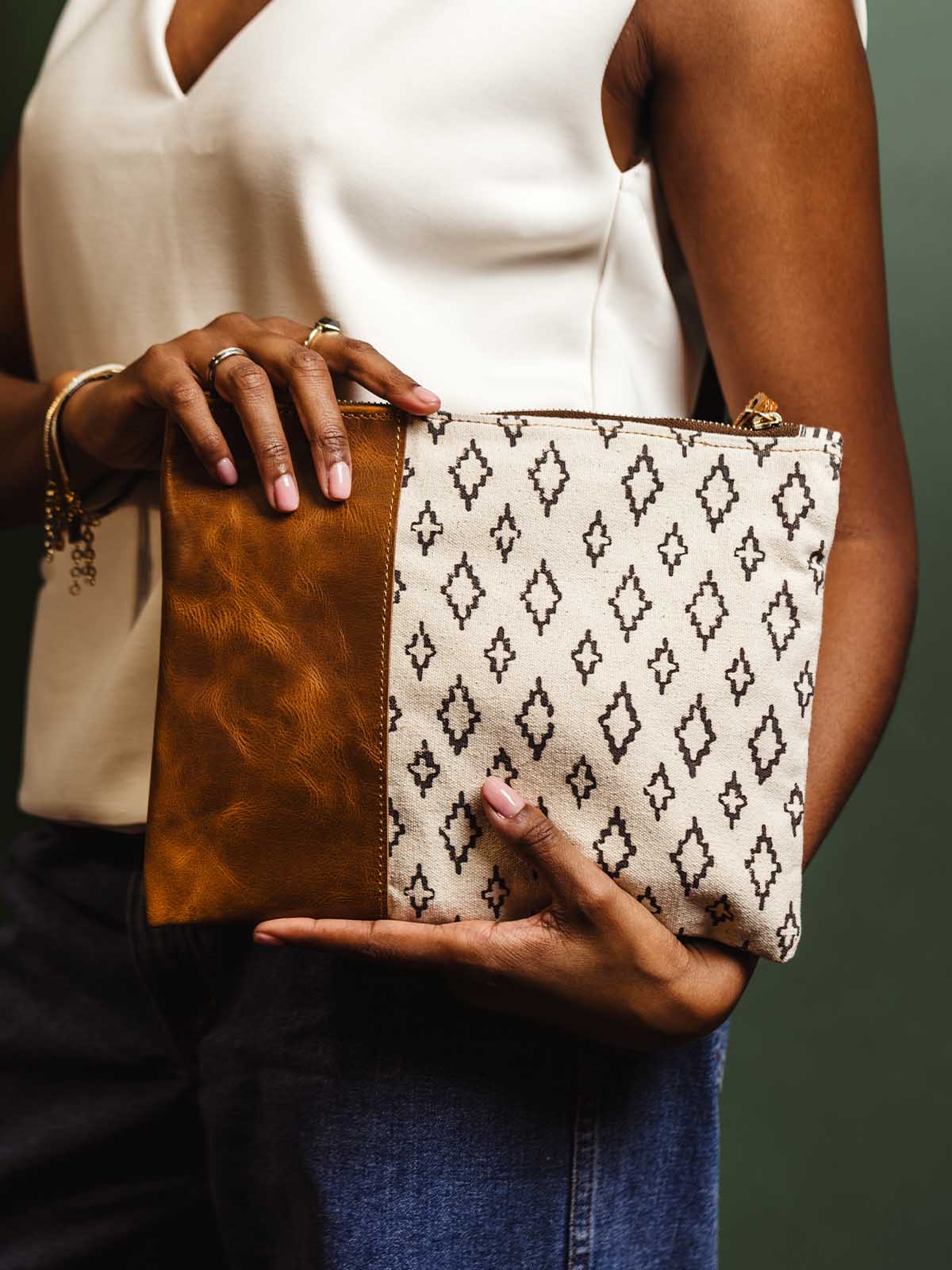 Diamond Leather Clutch