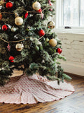 Red and Tan Block Print Cotton Tree Skirt