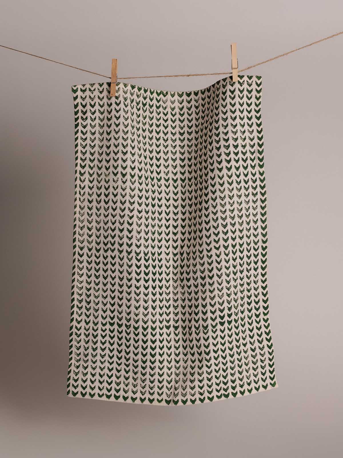 Green Leher Linen Tea Towel
