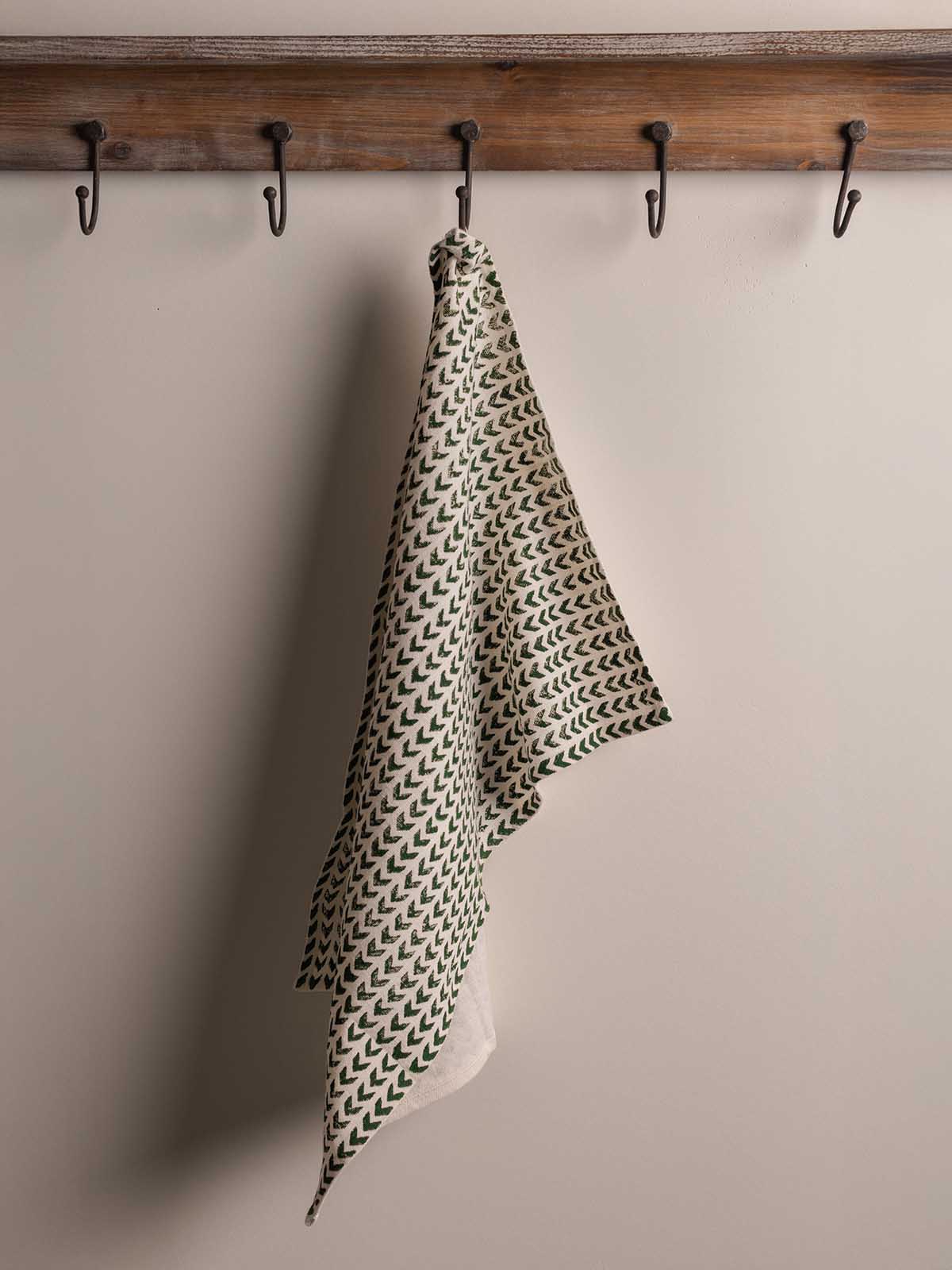 Green Leher Linen Tea Towel