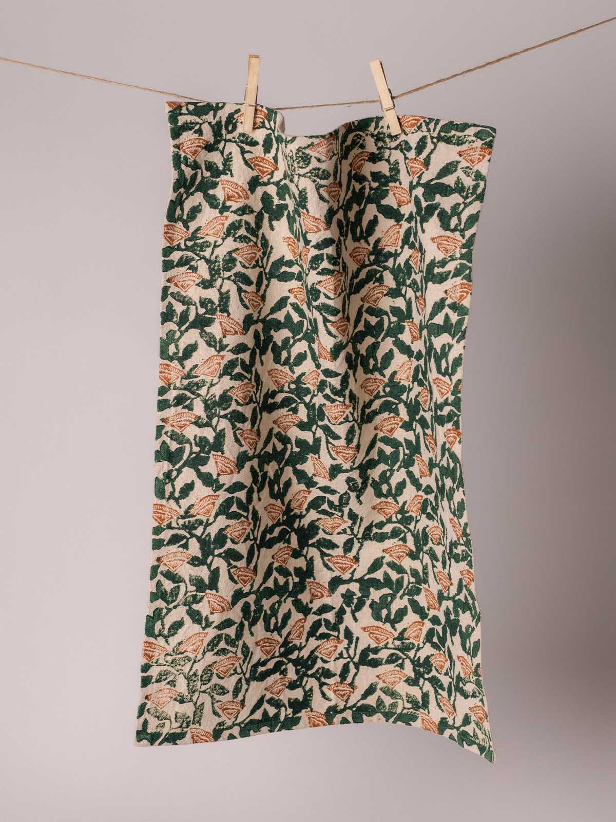 Palash Floral Linen Tea Towel