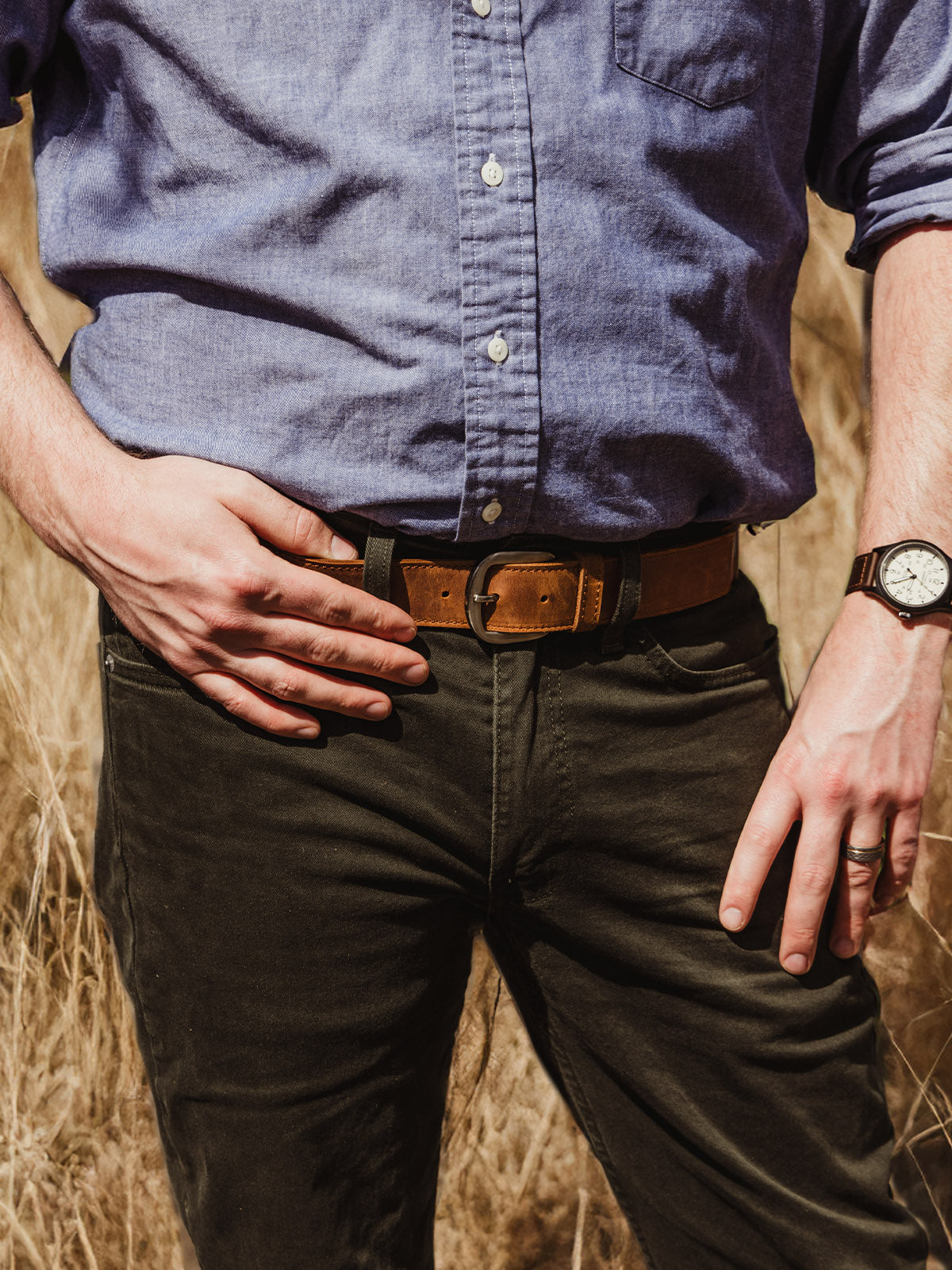 Men's Leather Belt in Chestnut