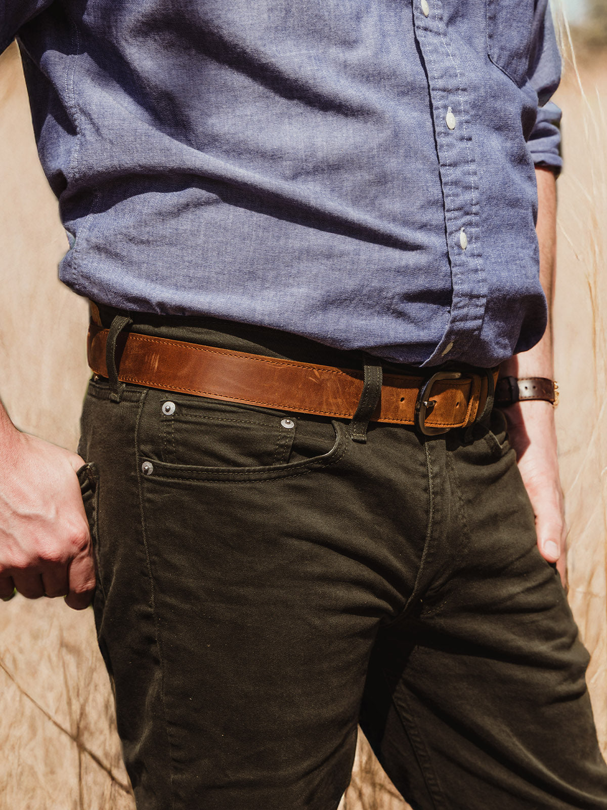 Men's Leather Belt in Chestnut