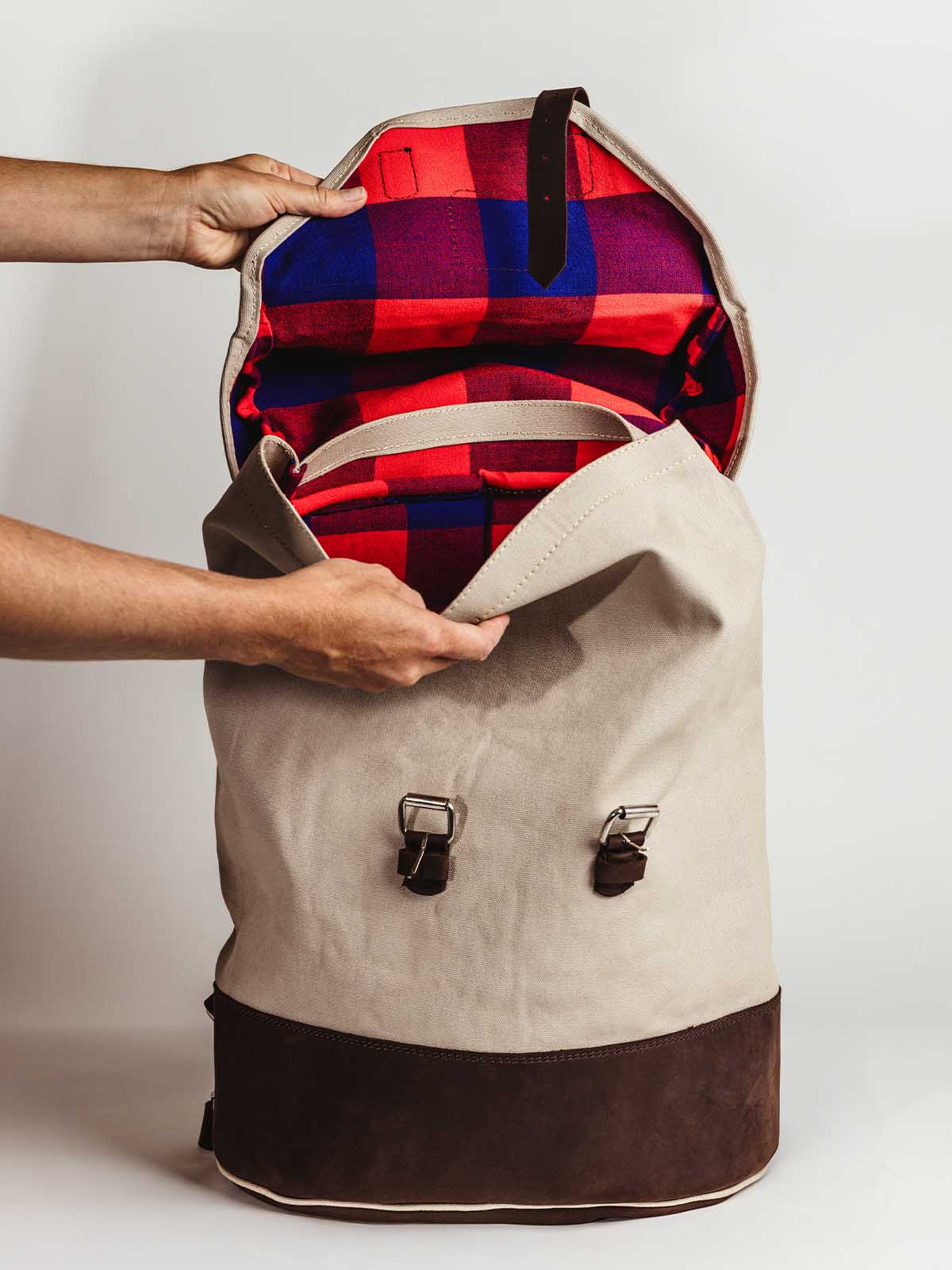 Kilele Canvas & Leather Backpack- Tan