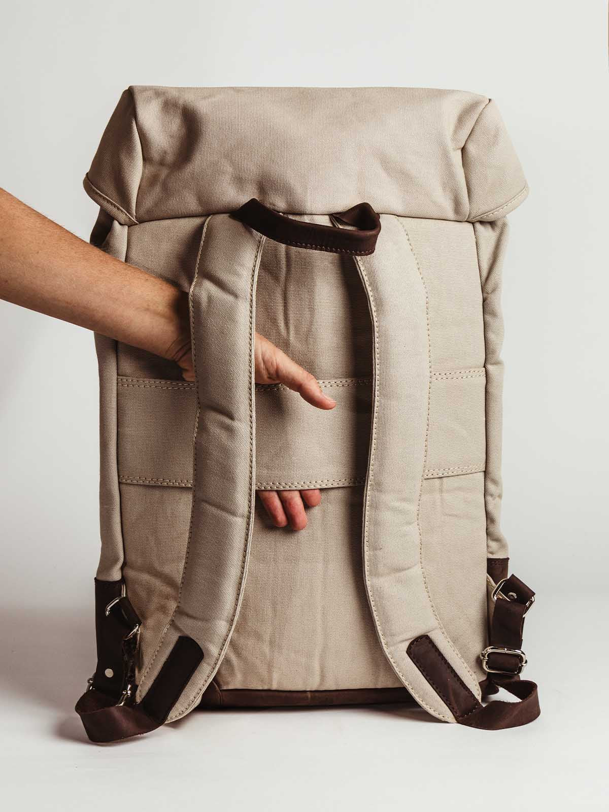Kilele Canvas & Leather Backpack- Tan