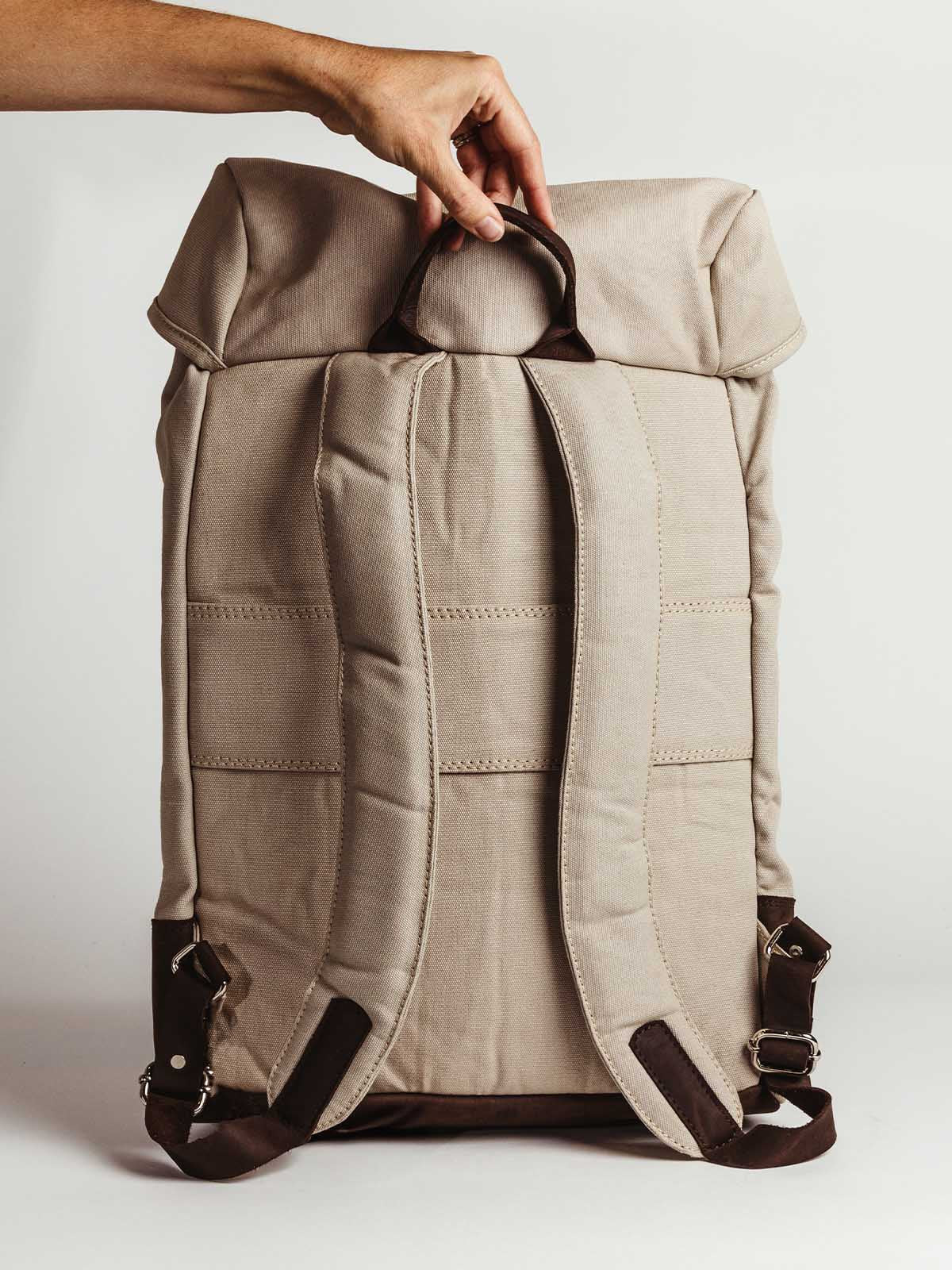 Kilele Canvas & Leather Backpack- Tan