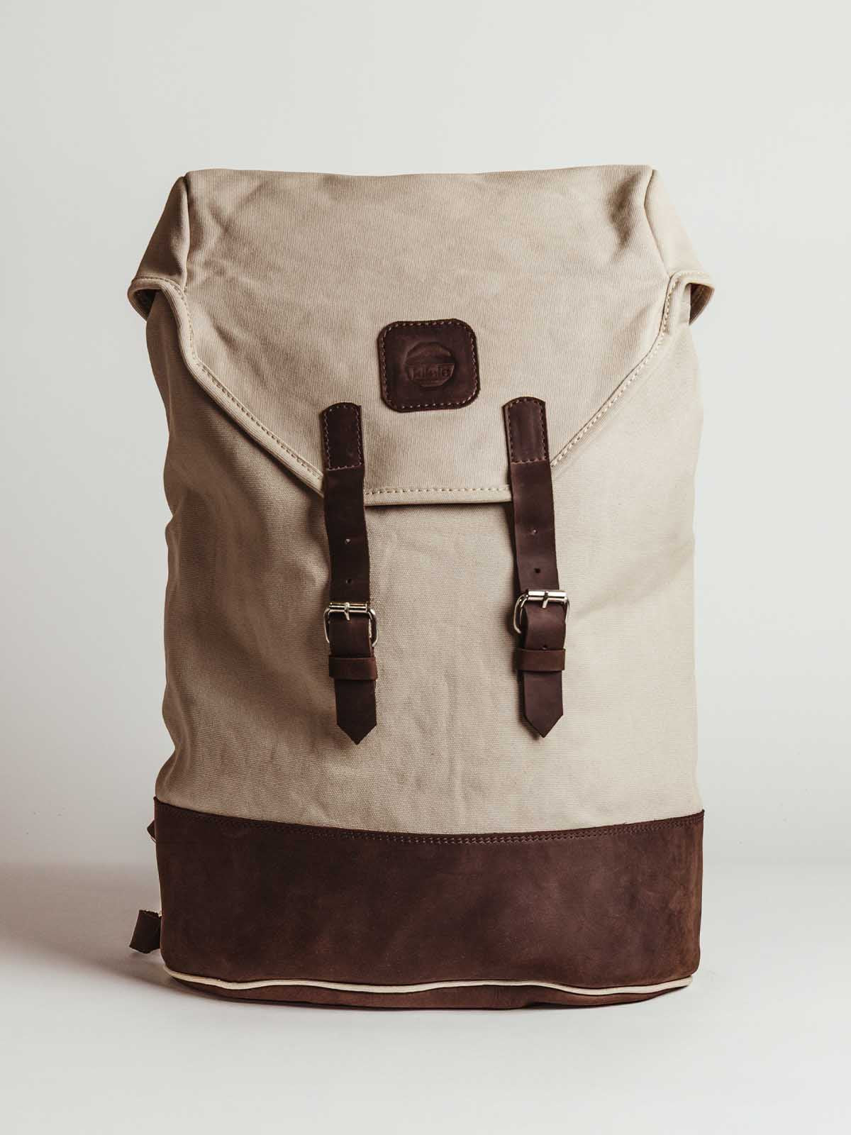 Kilele Canvas & Leather Backpack- Tan