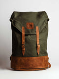 Kilele Canvas & Leather Backpack- Green