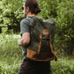 Kilele Canvas & Leather Backpack- Green