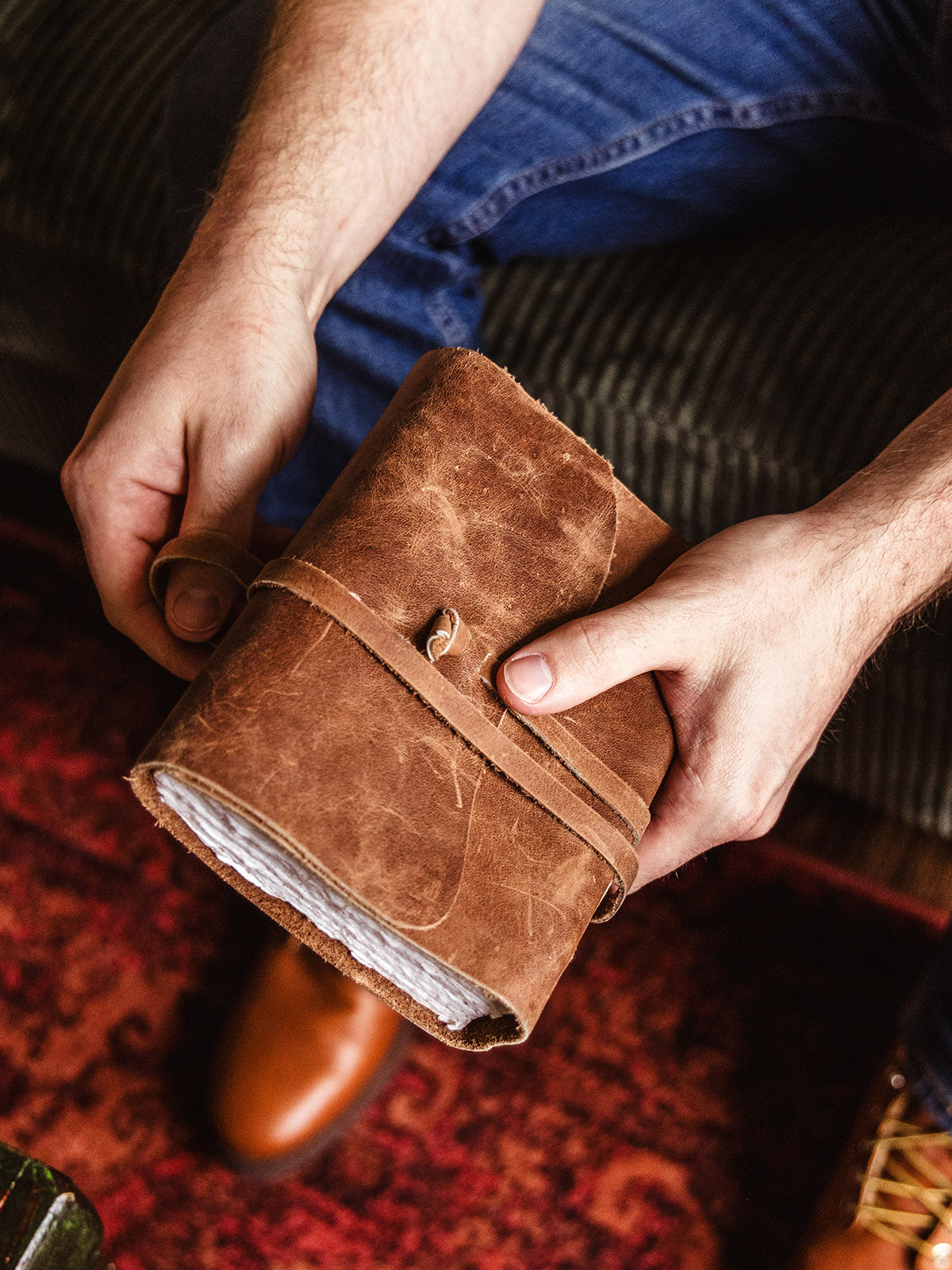 Laced Leather Explorer Journal with Artisan Paper