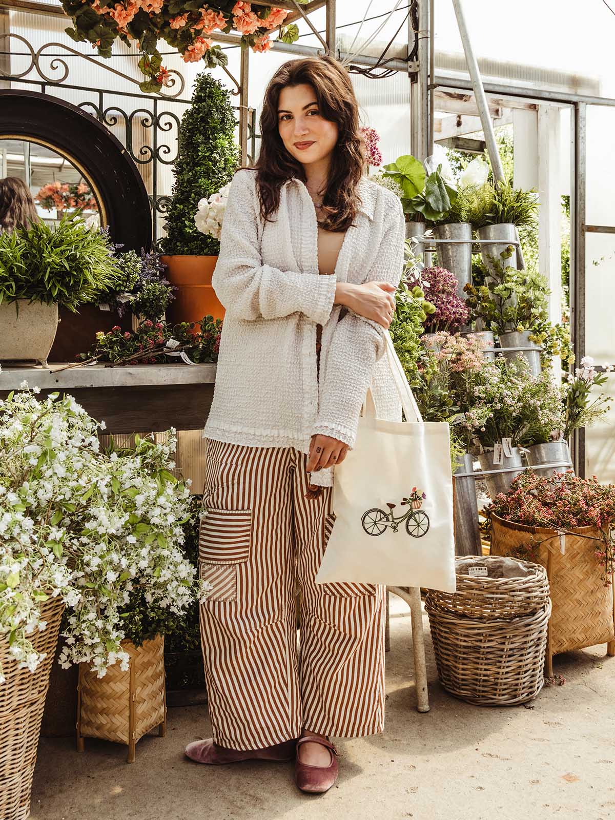 Wildflower Bicycle Canvas Tote