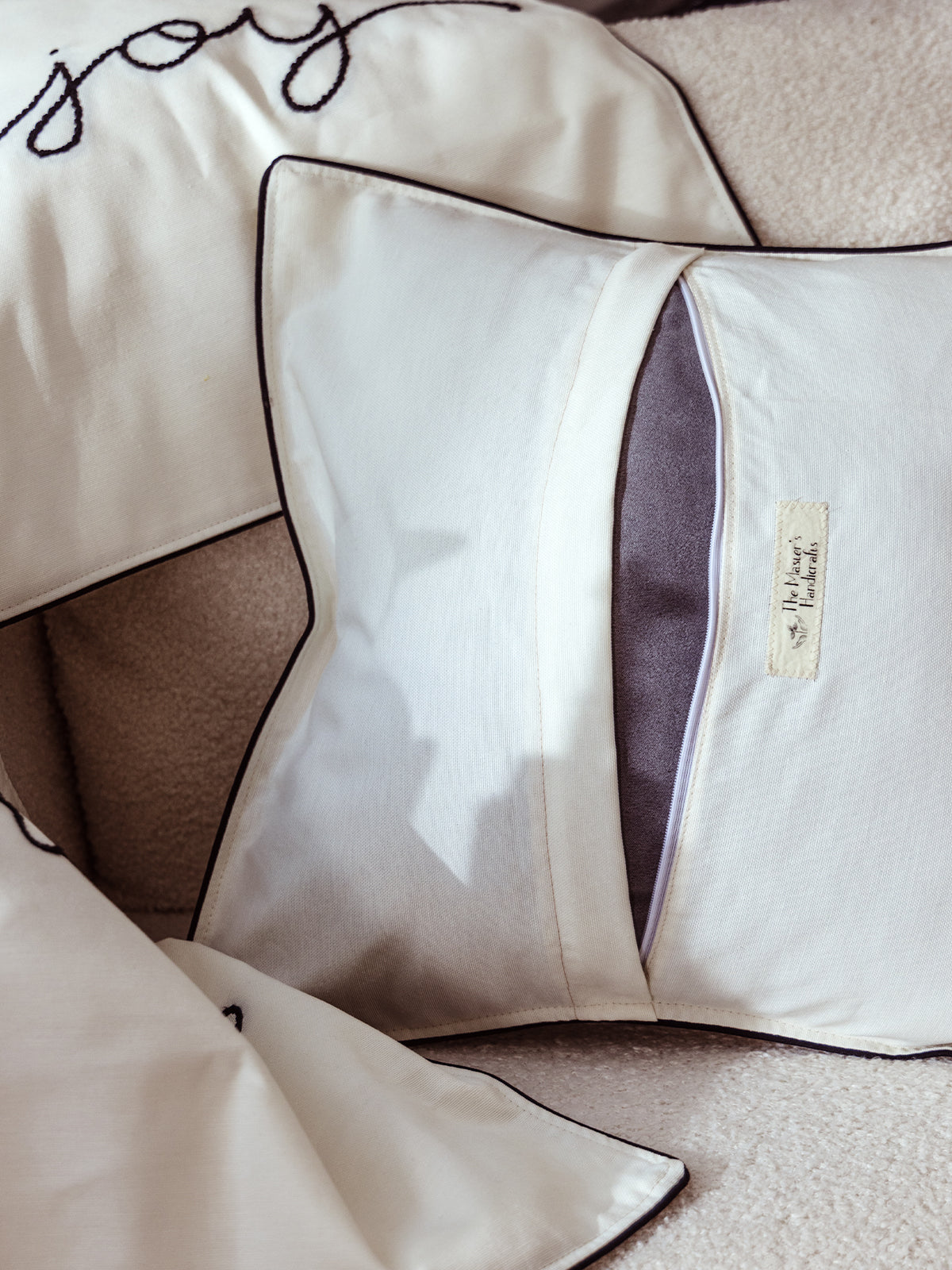 Joy Embroidered Pillow Cover