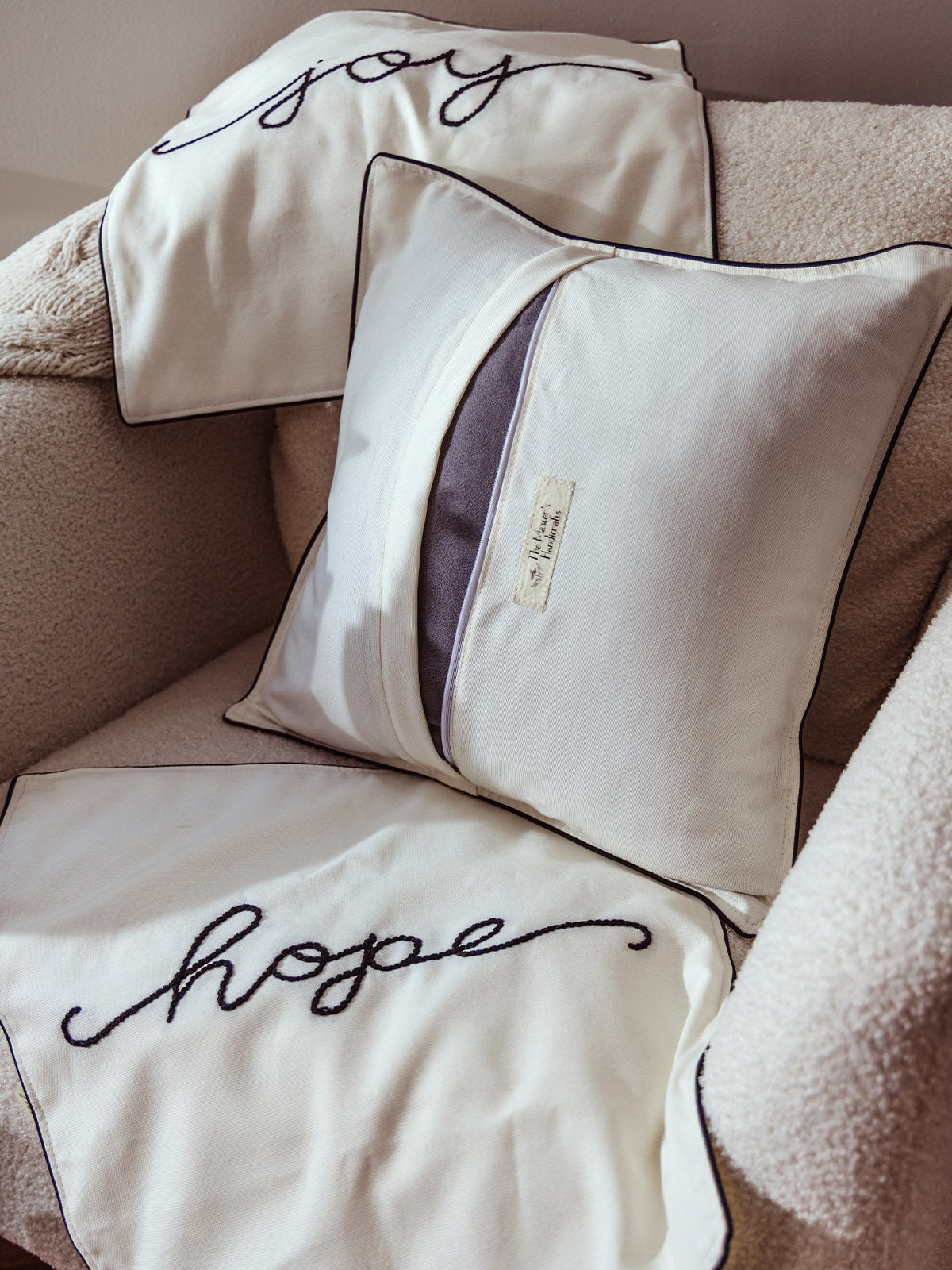 Hope Embroidered Pillow Cover