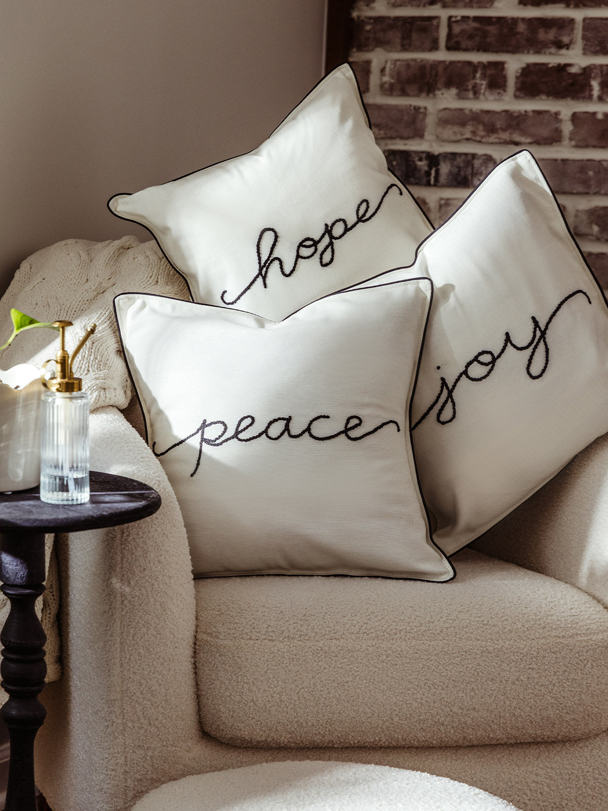 Hope Embroidered Pillow Cover