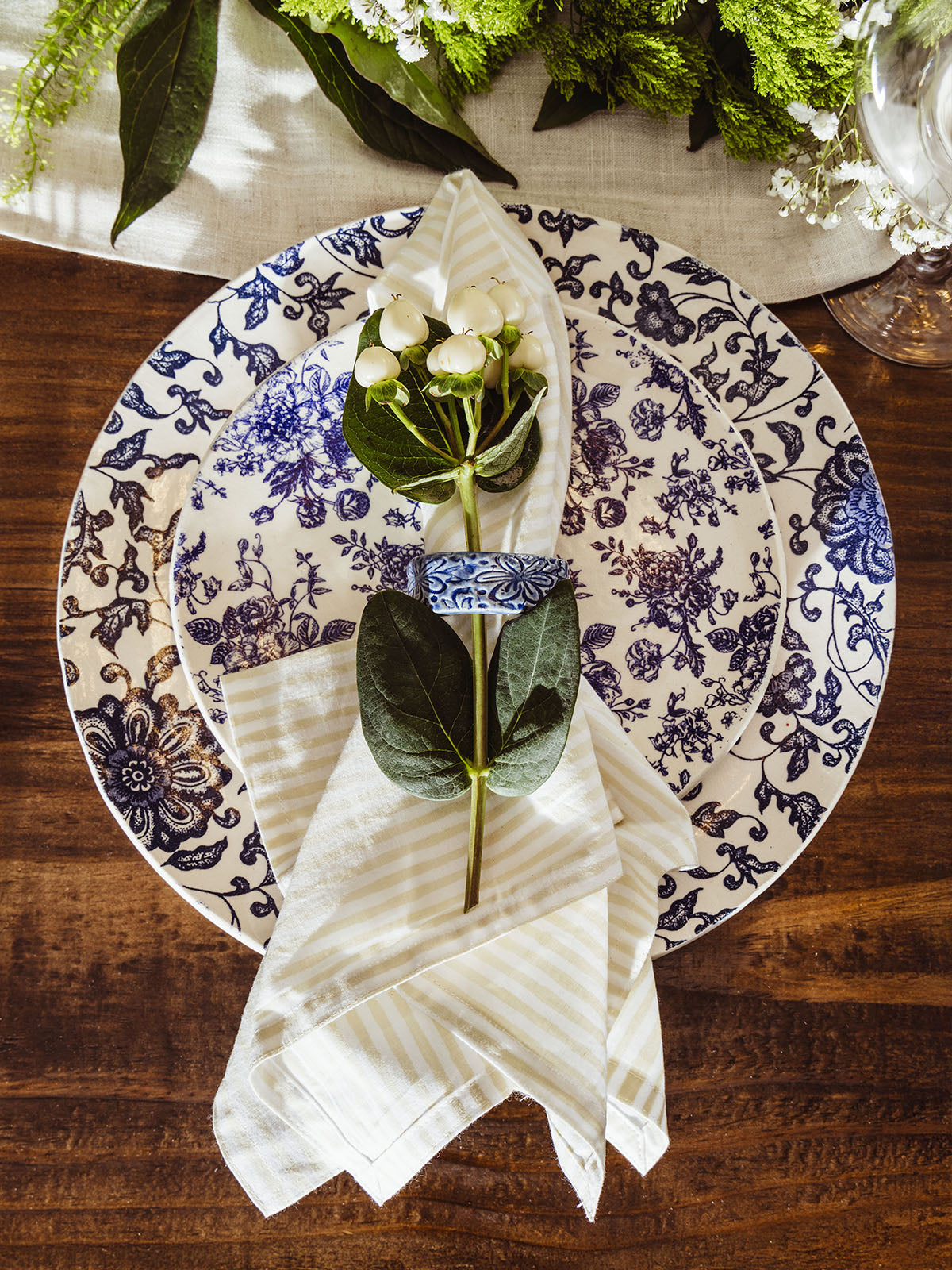 Large Blue Floral Plate