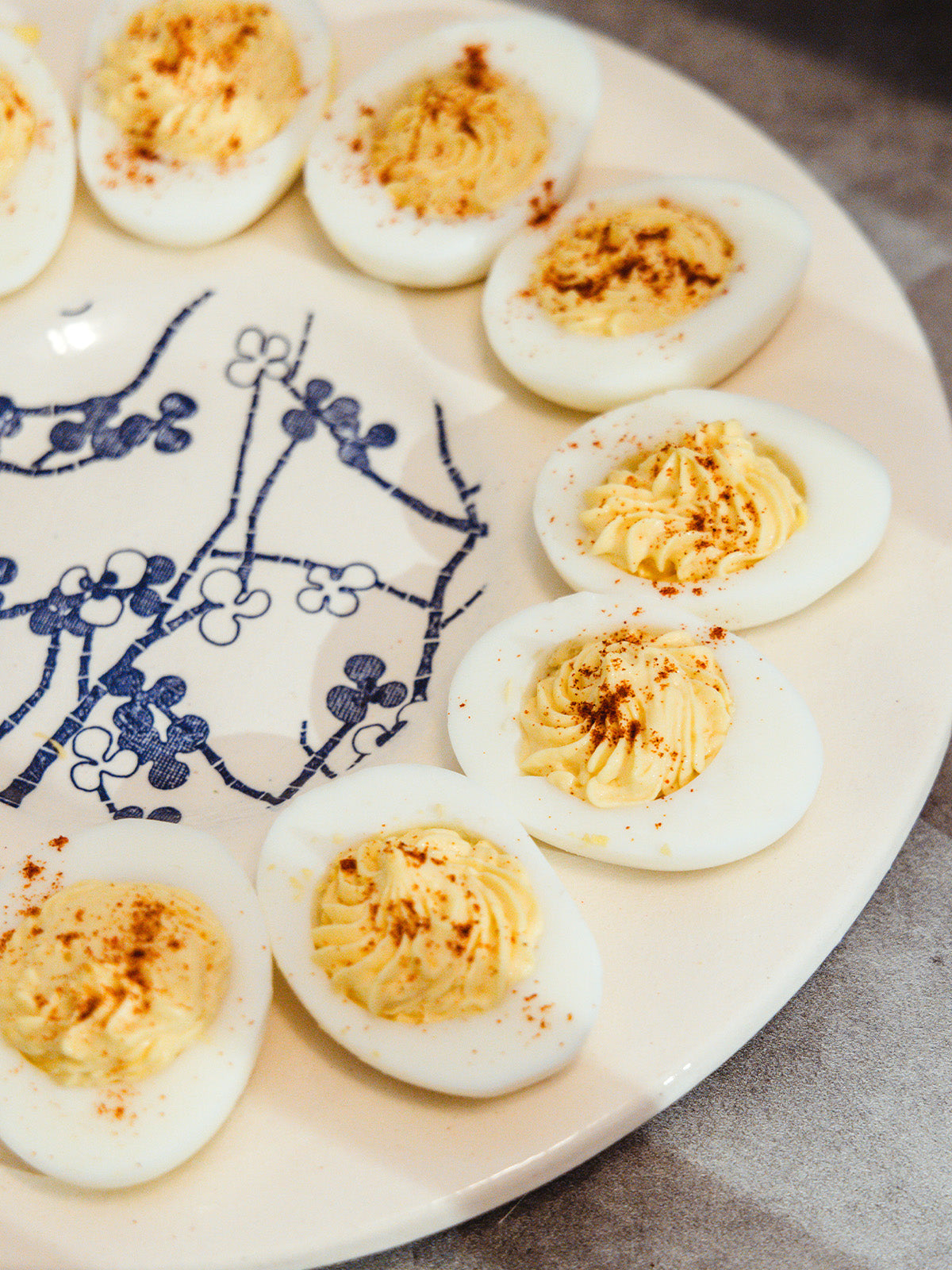 Blue Floral Ceramic Egg Plate