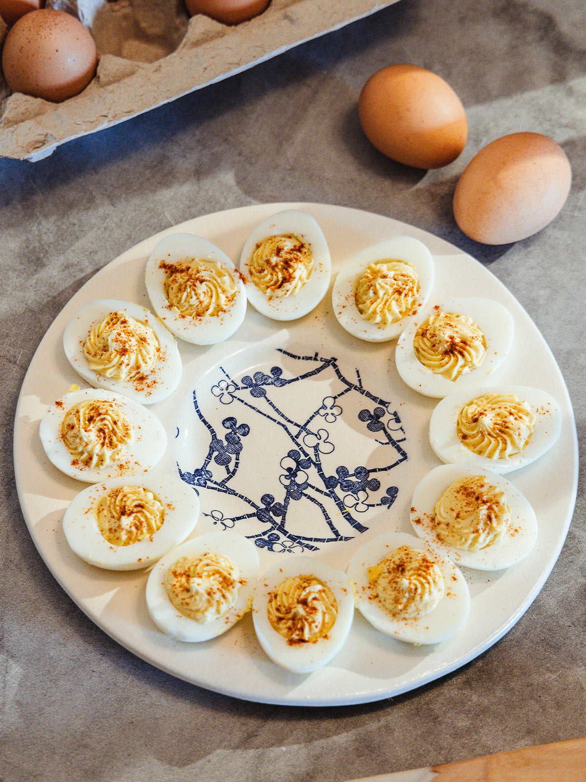 Blue Floral Ceramic Egg Plate