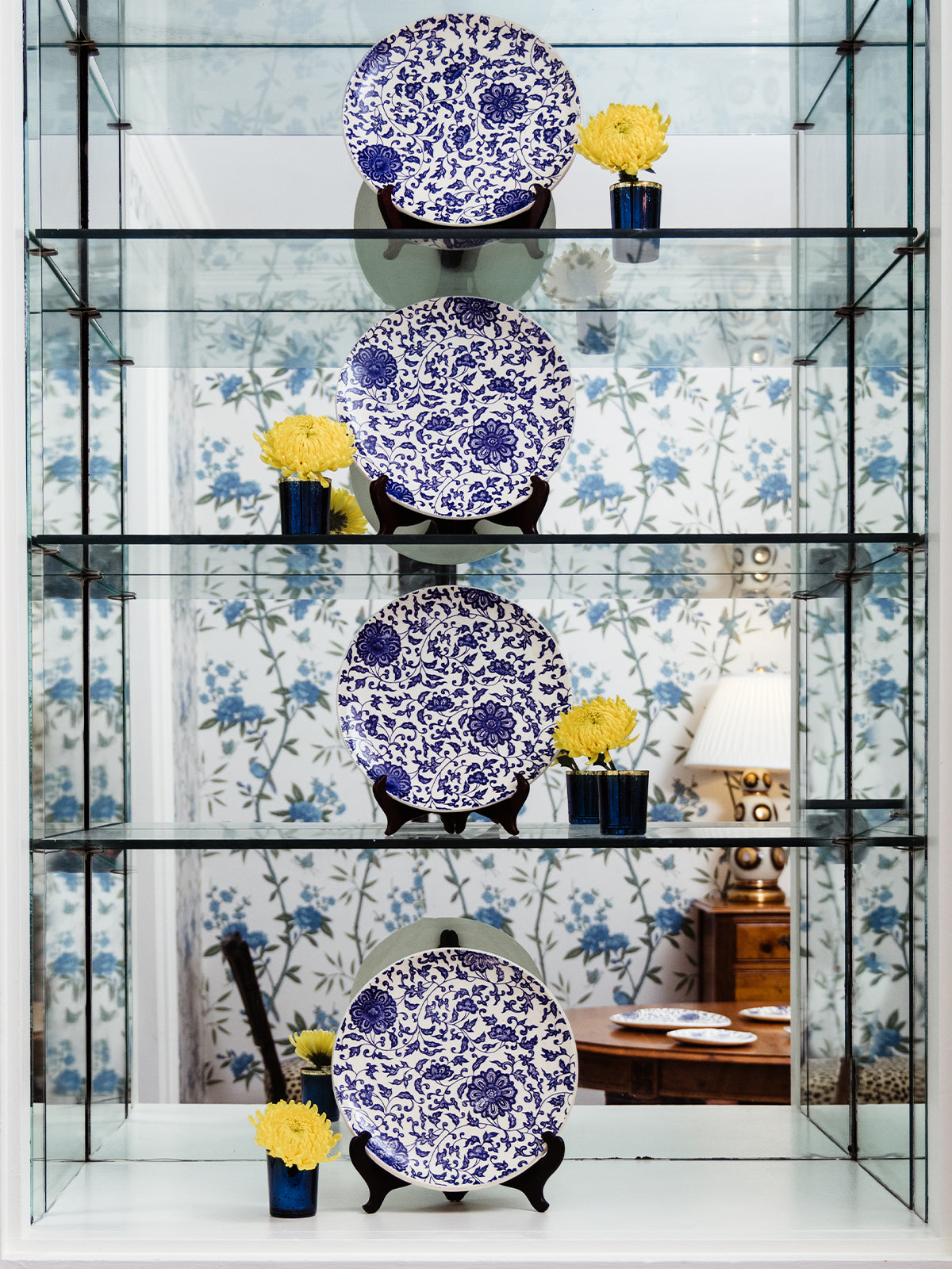 Large Blue Floral Plate