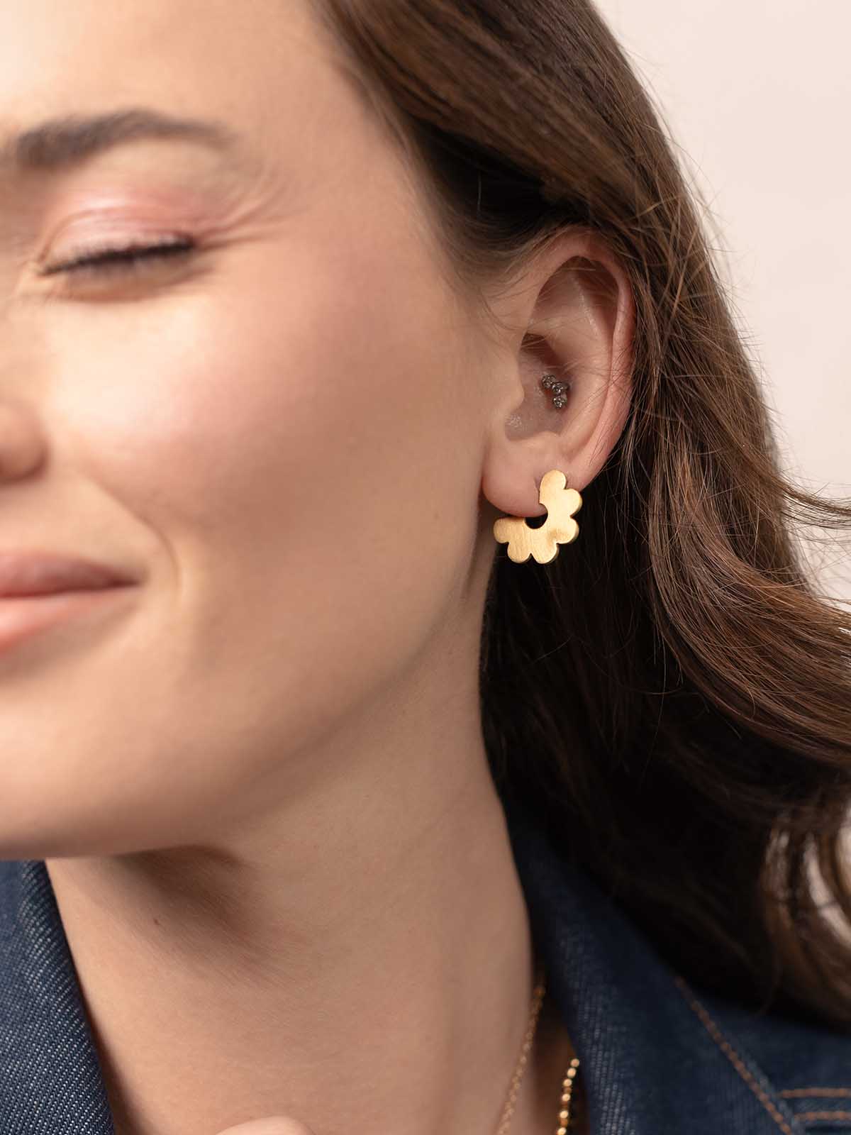 Gold Daisy Huggie Earrings