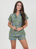 Minted Motif Block Print Pajama Shorts Set
