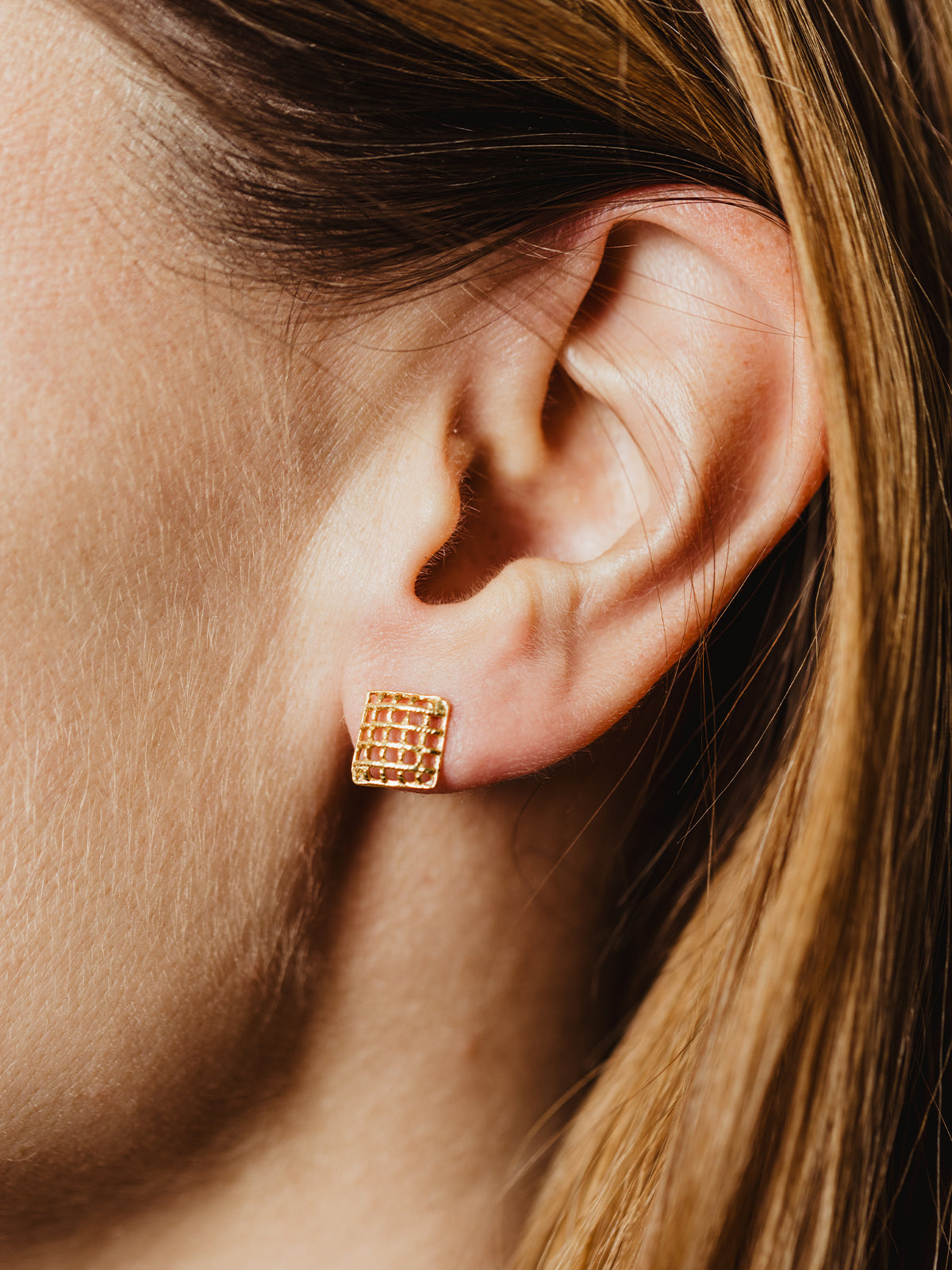 Twists of Charm Woven Gold Stud Earrings