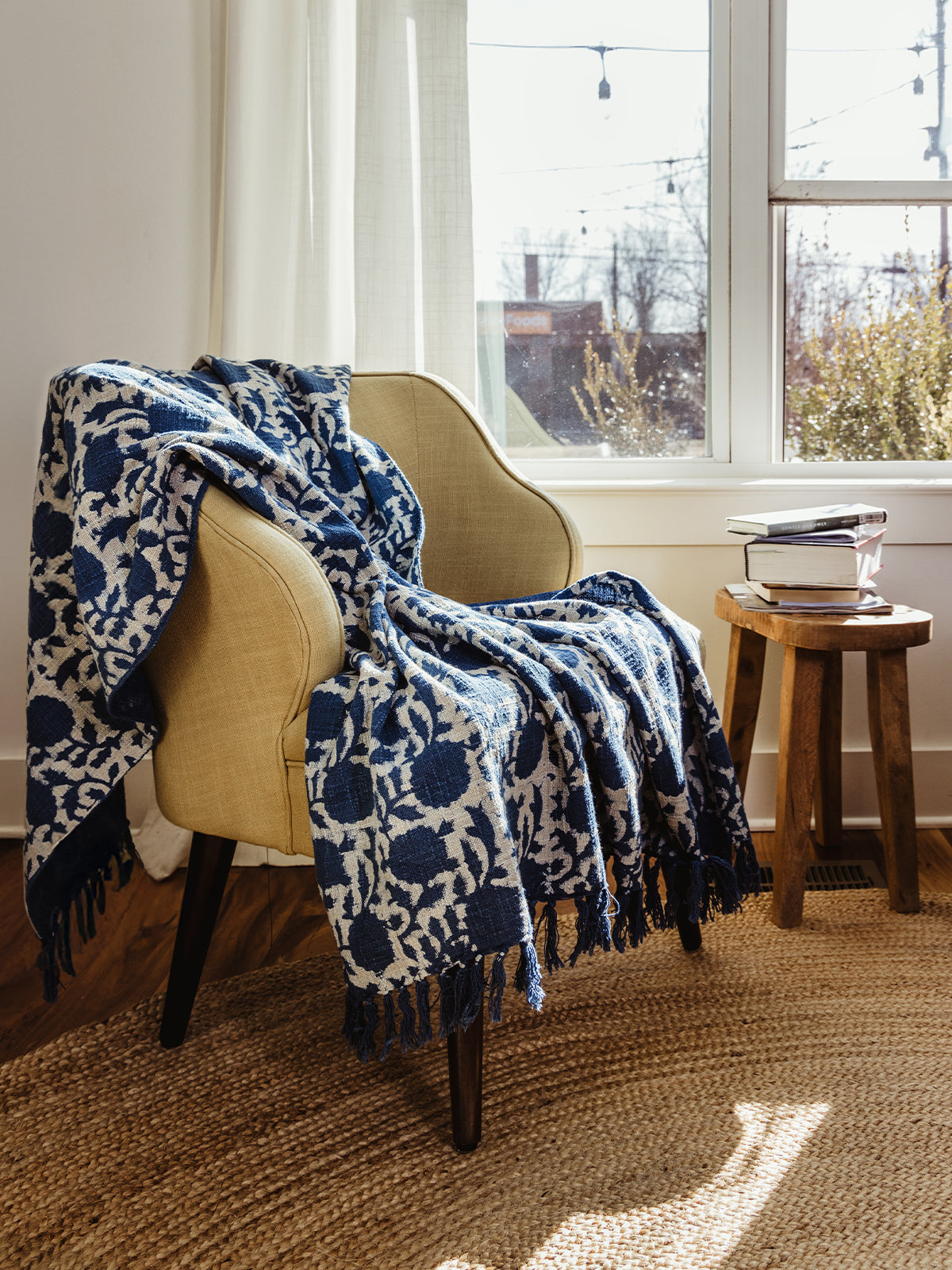 Indigo Fields Blue Throw Blanket