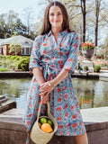 Tangerine Astra Block Print Cotton Dress