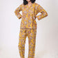 Canary Blooms Block Print Pajama Pants Set