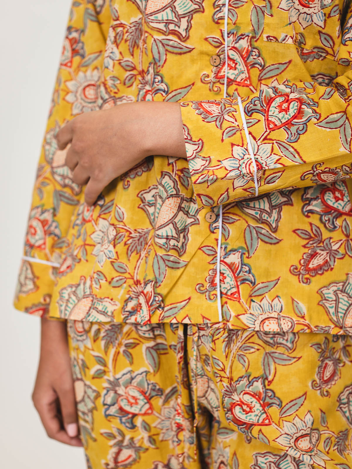 Canary Blooms Block Print Pajama Pants Set