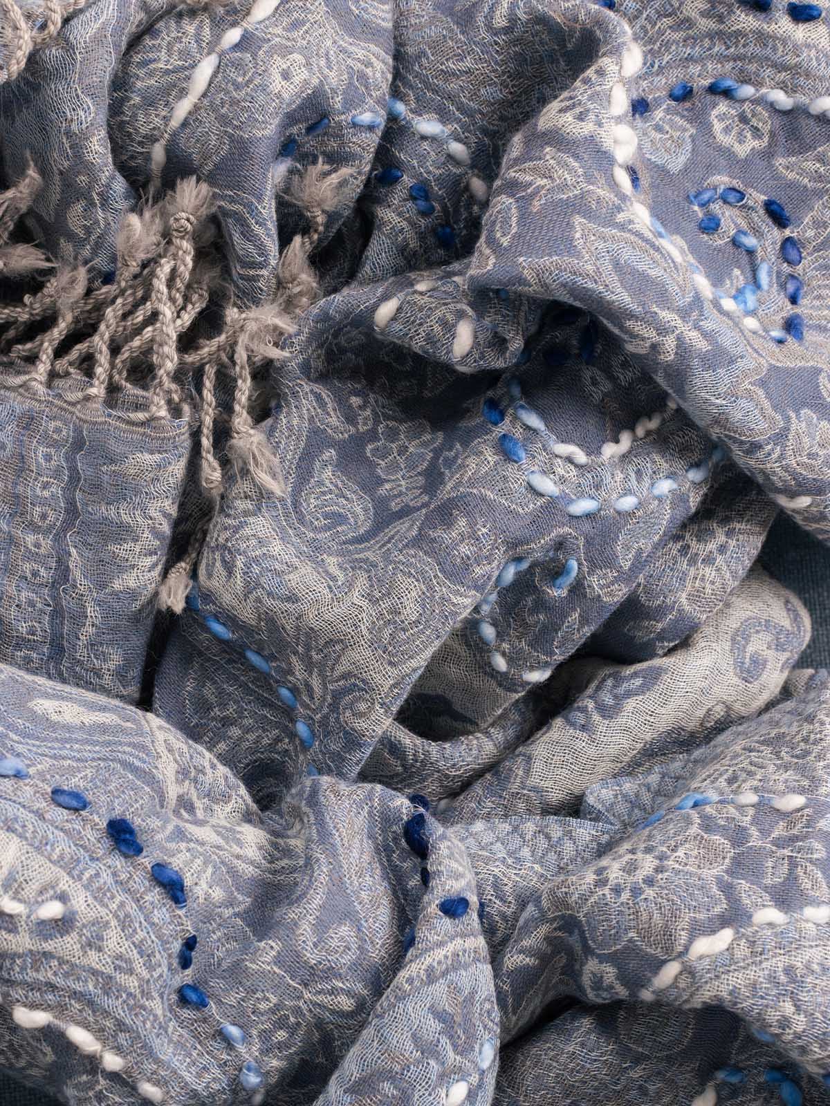 Woven Embroidered Wool Wrap