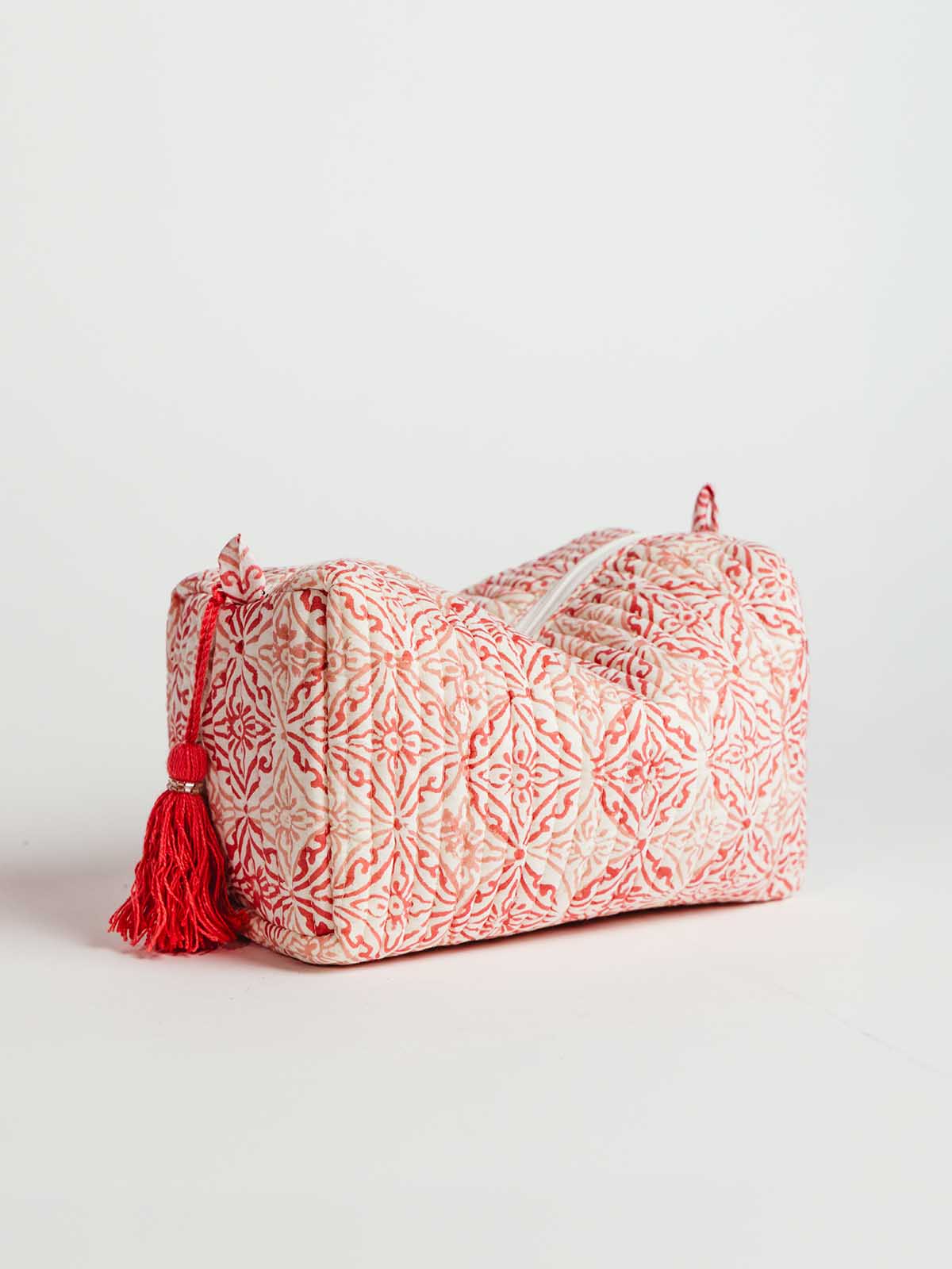 Coral Medallion Small Makeup Bag