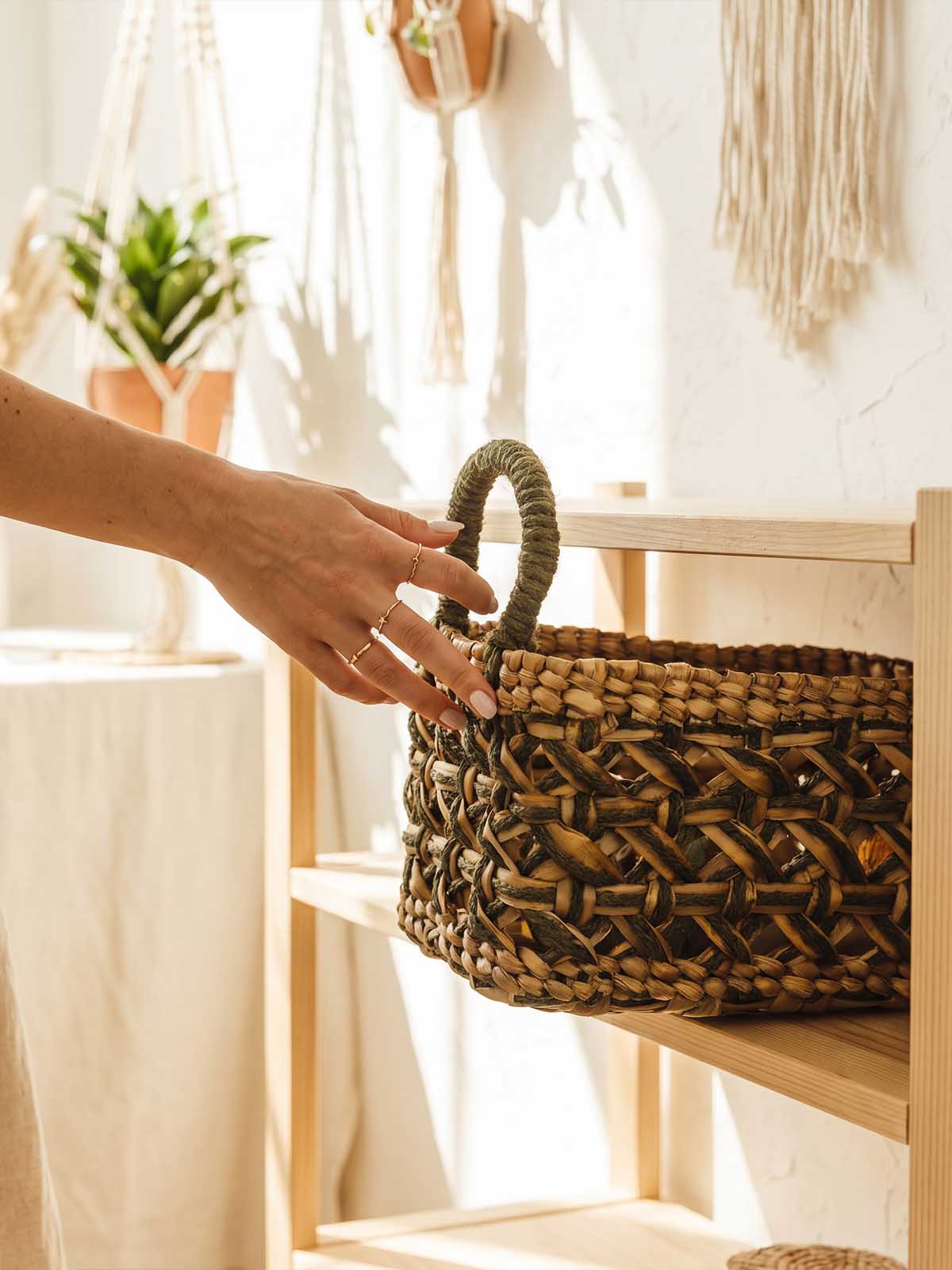 Evergreen Handwoven Small Storage Basket