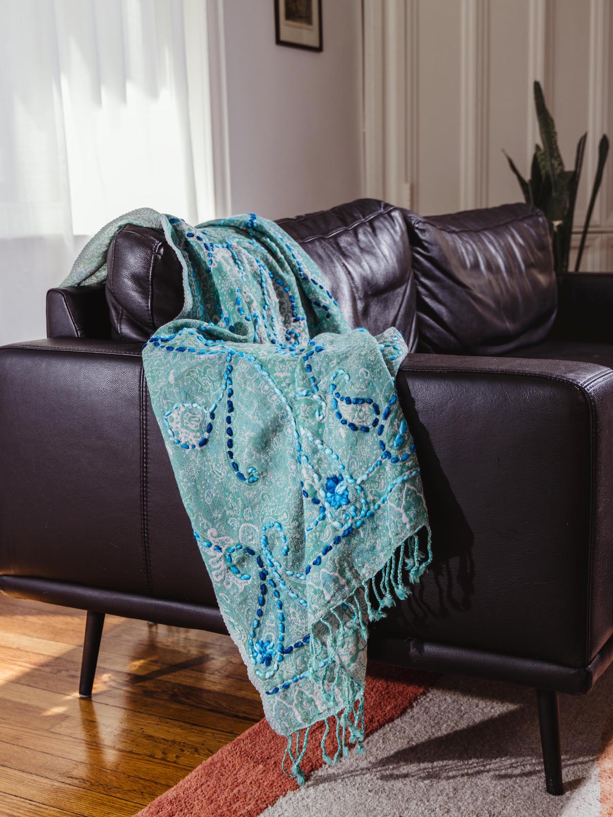 Woven Embroidered Wool Wrap