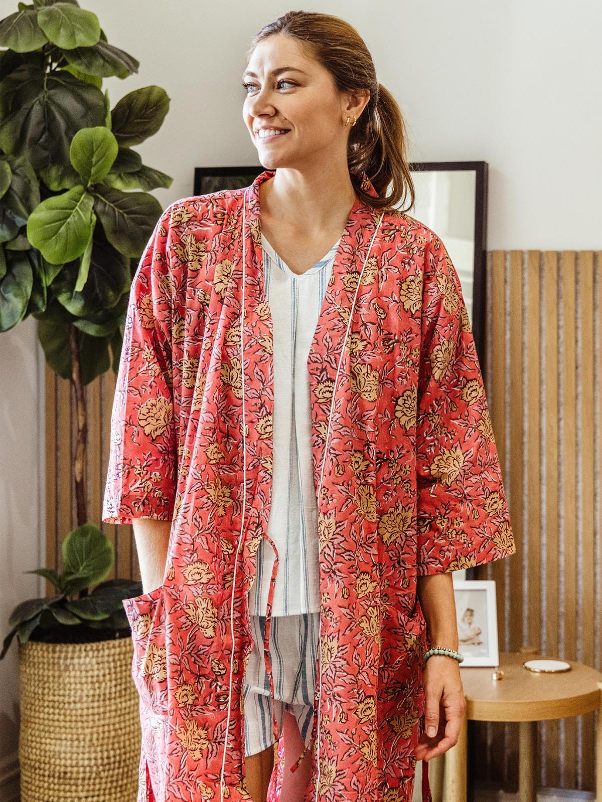 Loverly Block Print Cotton Robe
