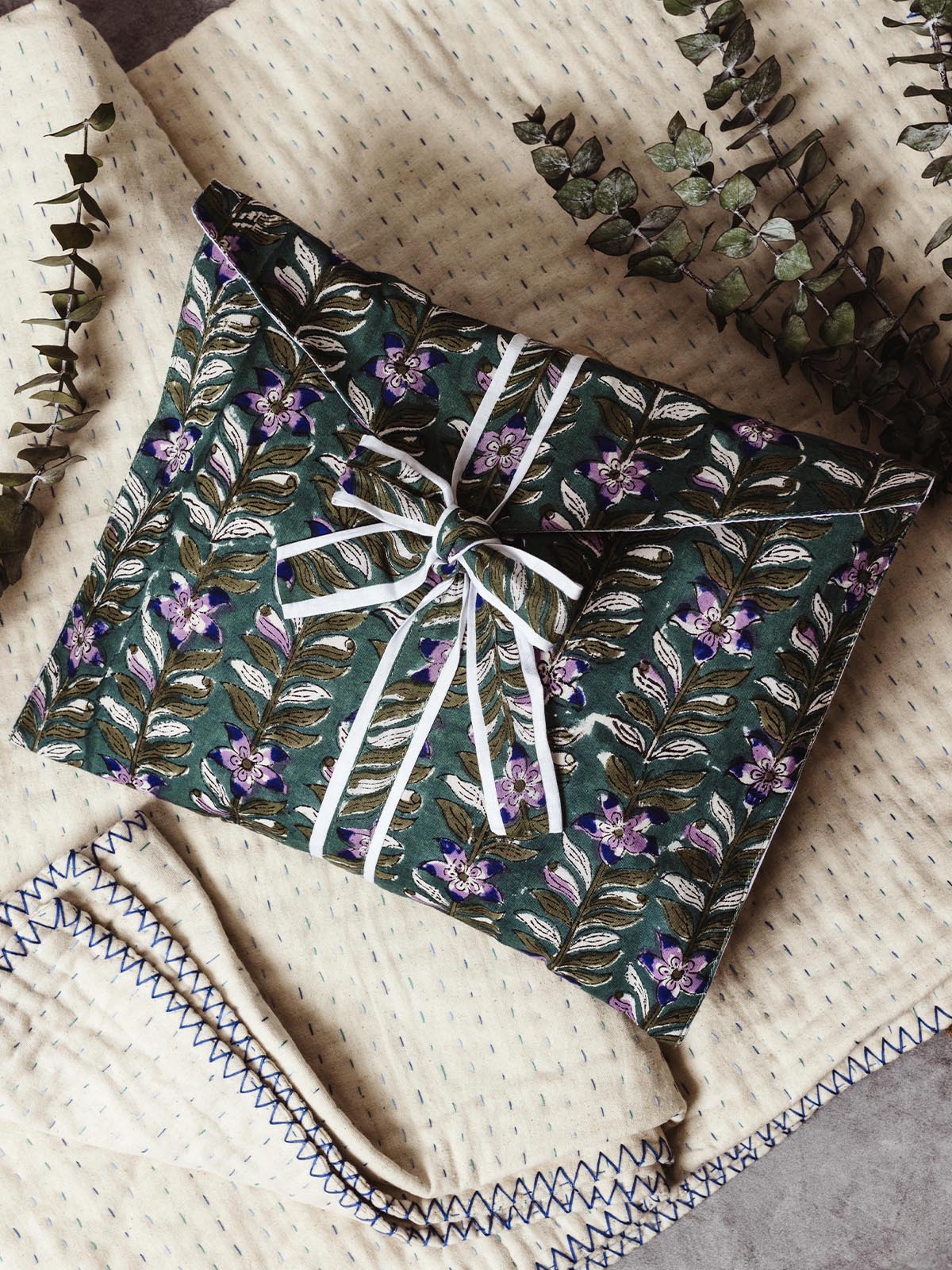 Enchanted Garden Block Print Cotton Robe