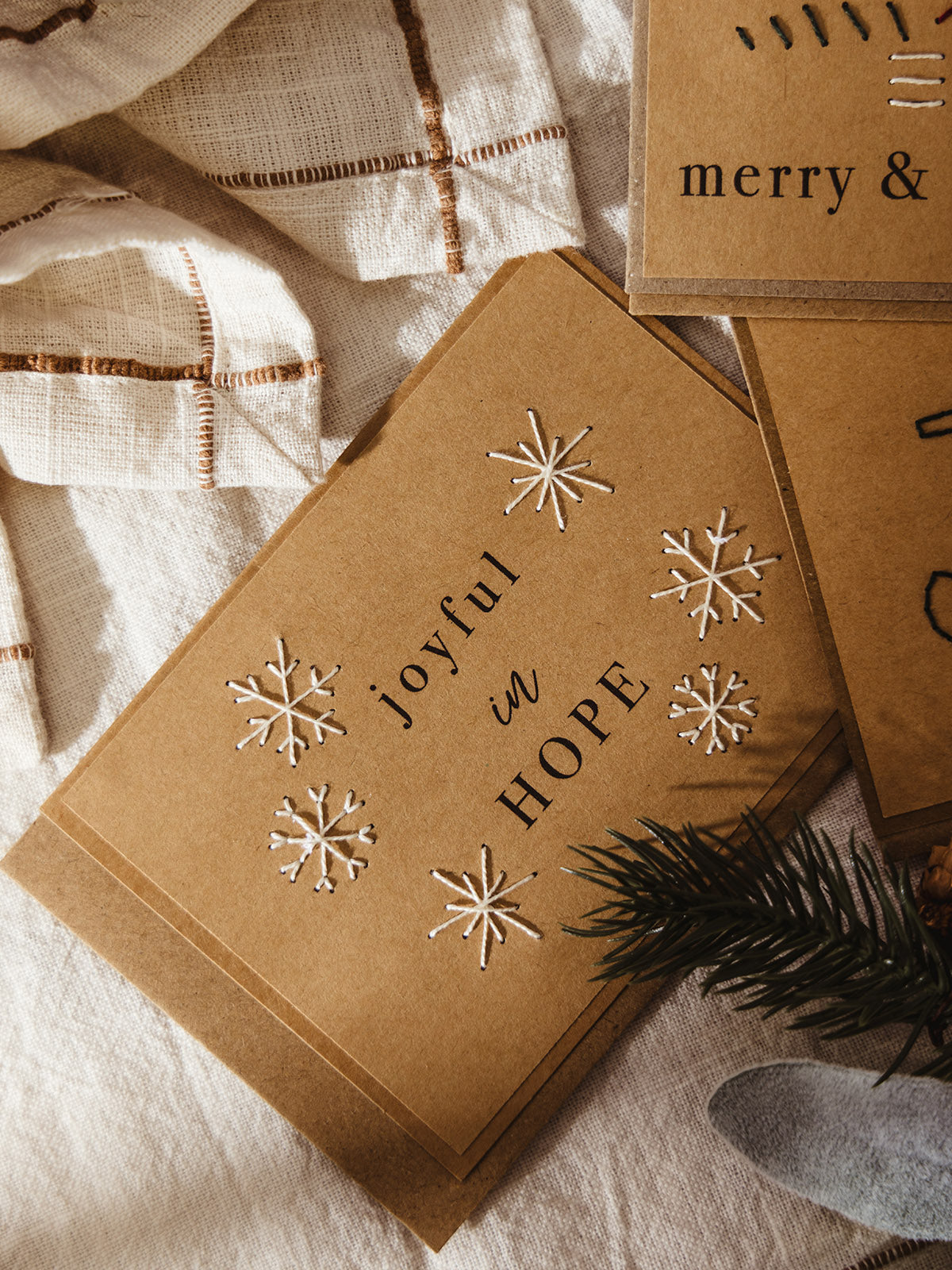 Embroidered Christmas Card Set of 4, Assorted