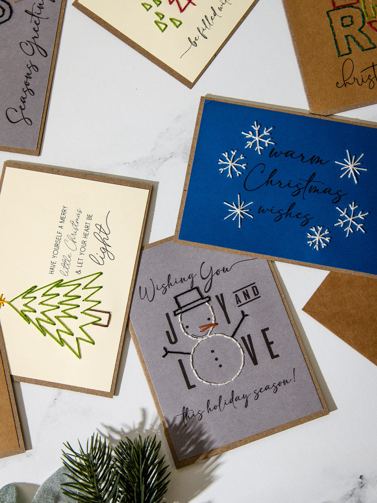 Embroidered Christmas Card Set of 10, Assorted