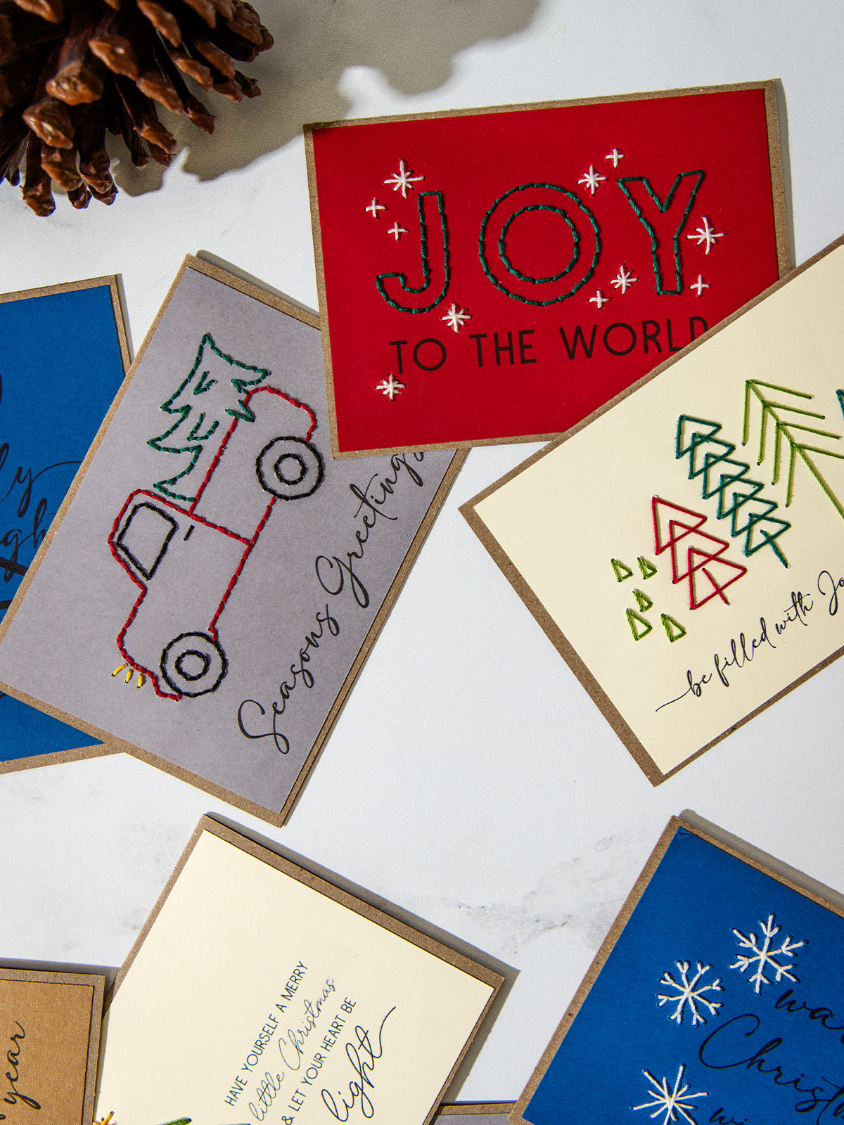 Embroidered Christmas Card Set of 10, Assorted