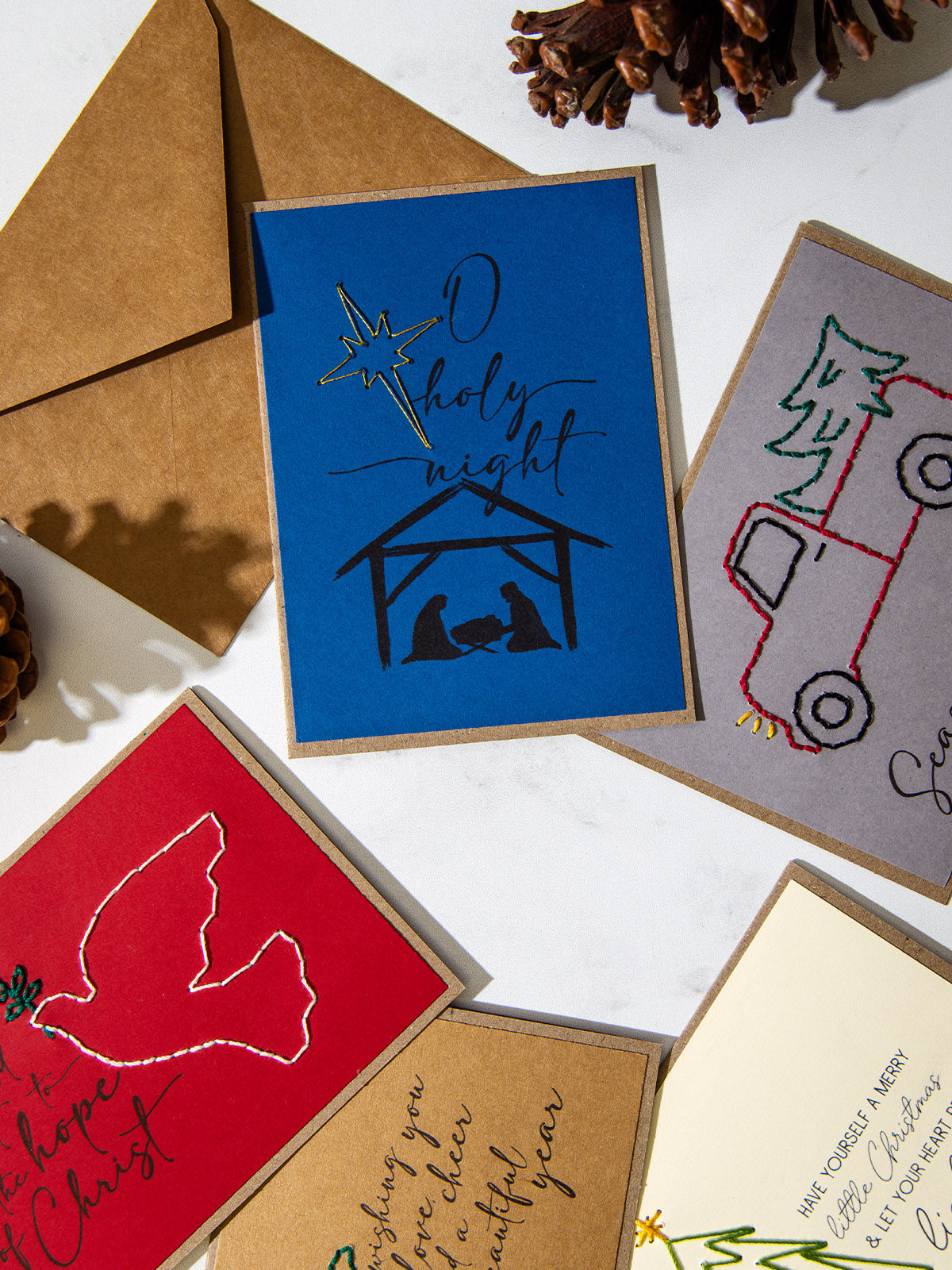 Embroidered Christmas Card Set of 10, Assorted