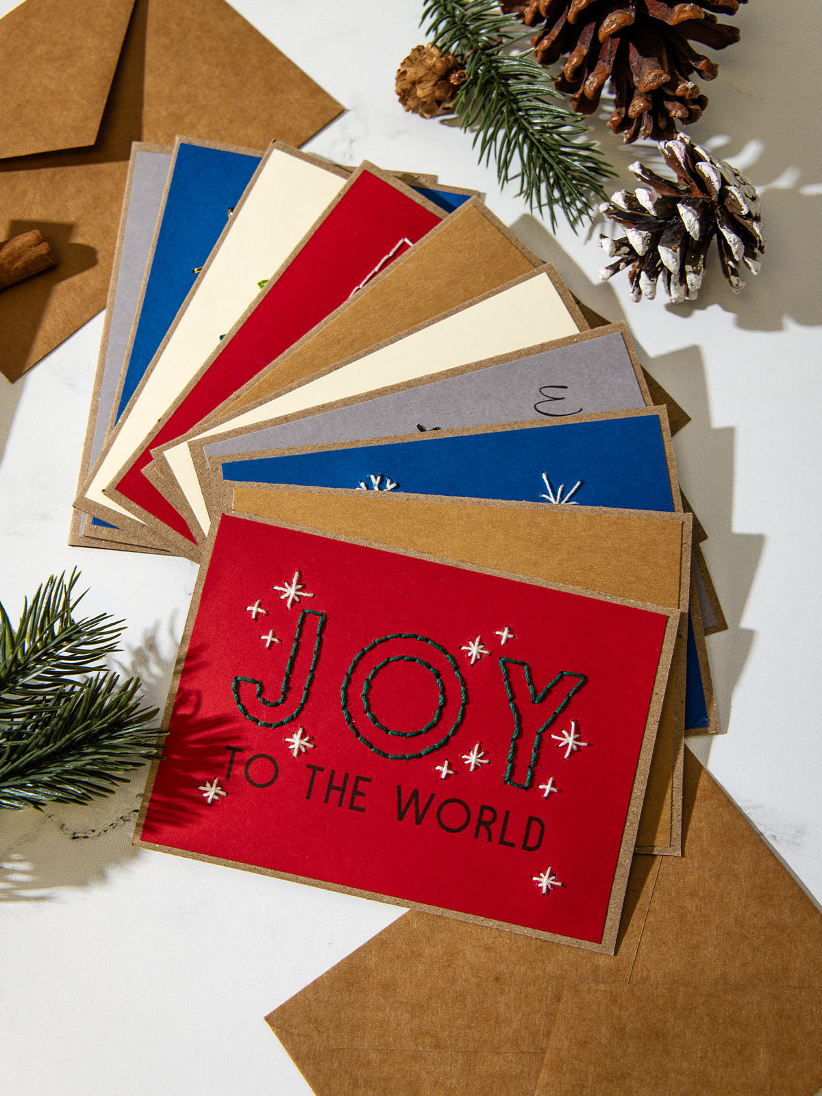 Embroidered Christmas Card Set of 10, Assorted