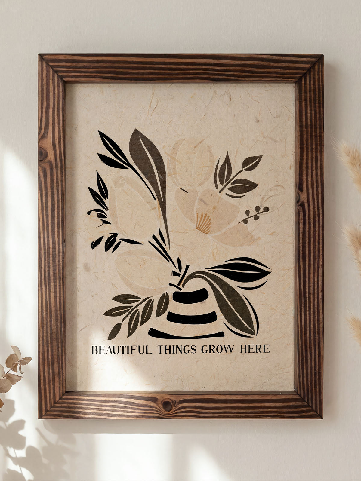 Beautiful Things Grow Here Framed Floral Wall Art