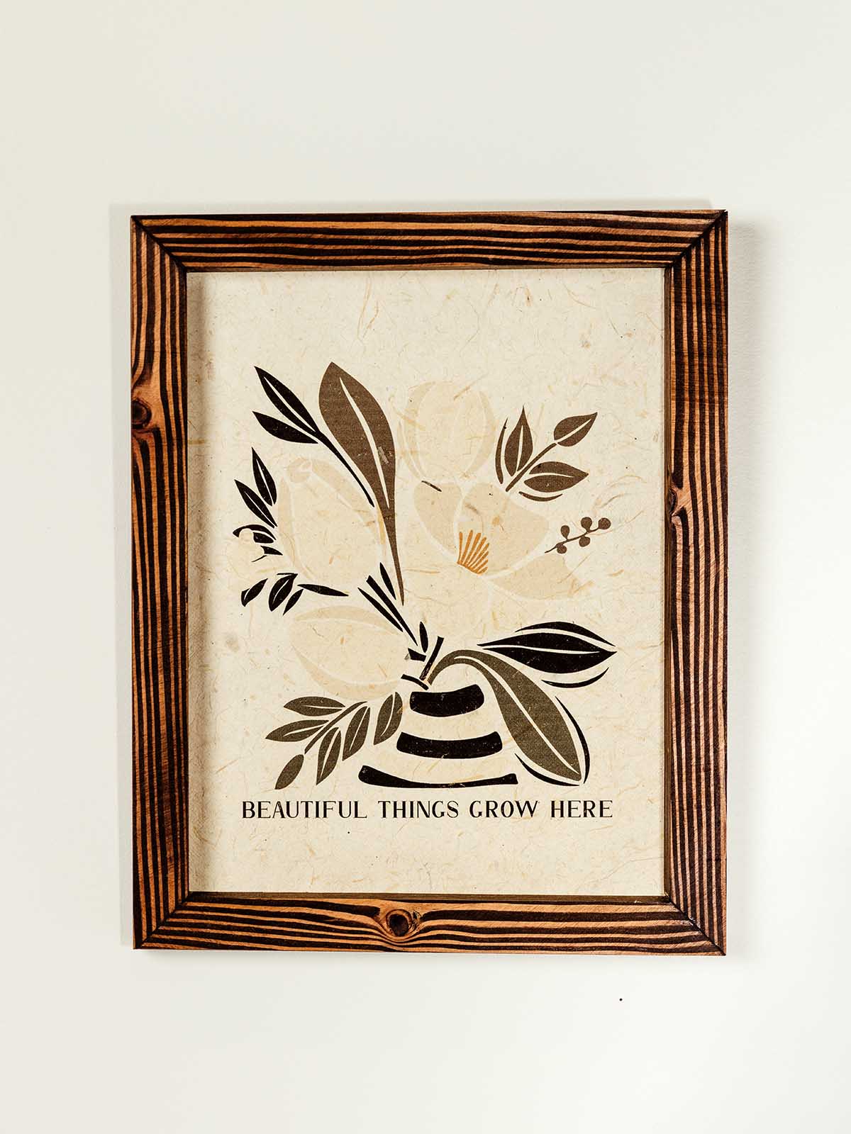 Beautiful Things Grow Here Framed Floral Wall Art