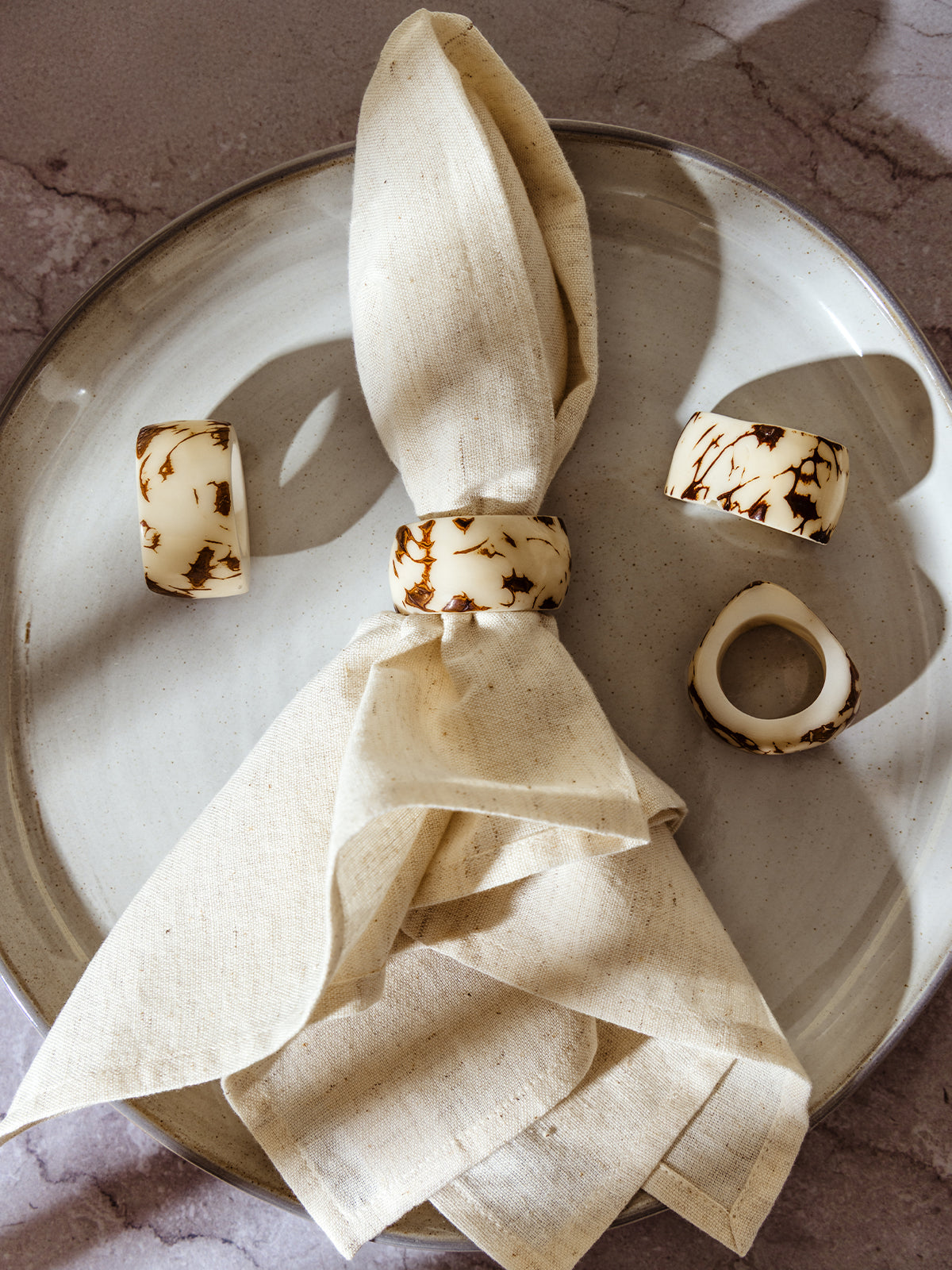 Handmade Tagua Seed Napkin Rings (Set of 4)