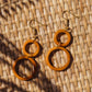 Orange Double Circle Drop Earrings