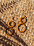 Orange Double Circle Drop Earrings