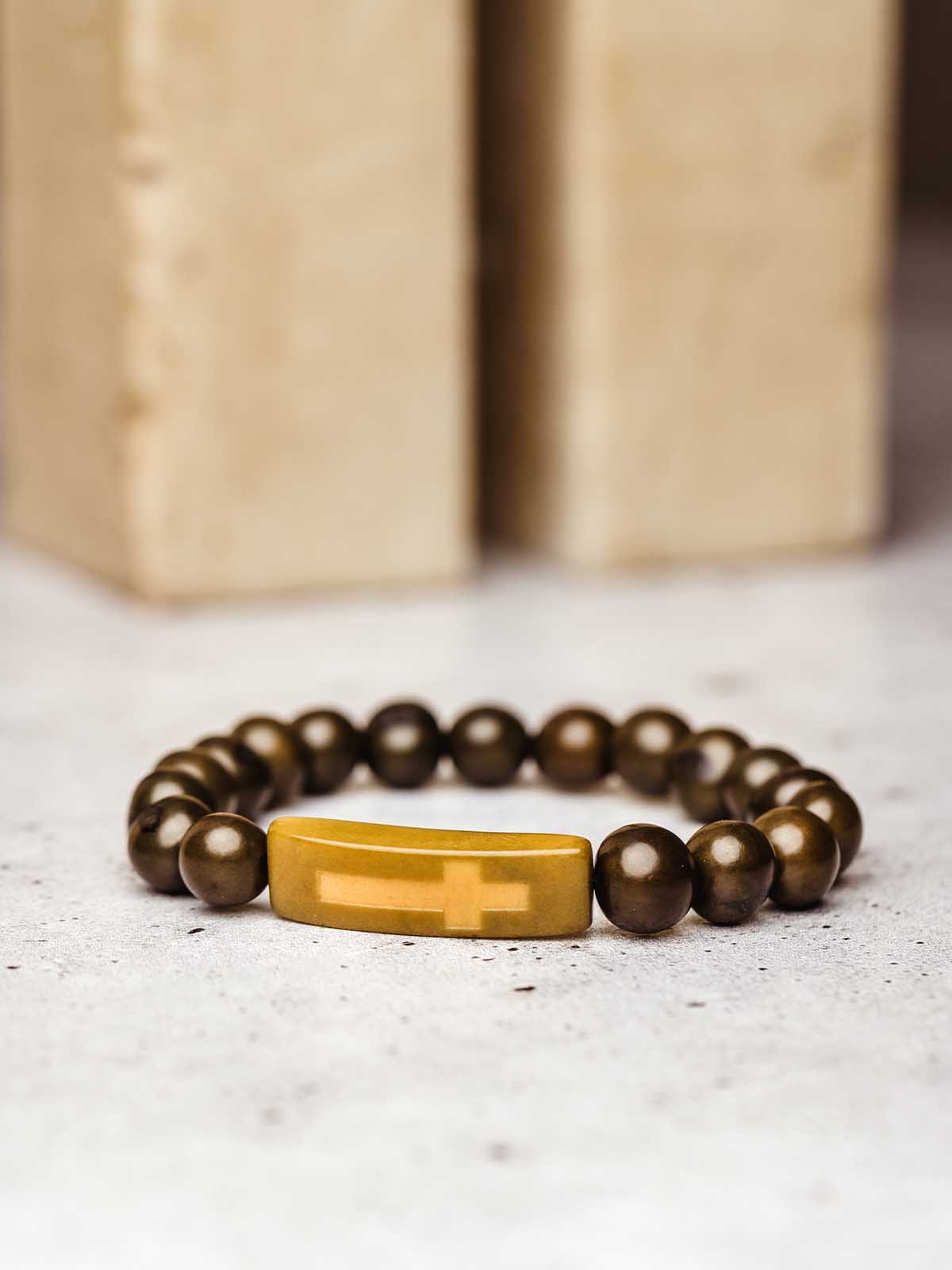 Tagua Seed Cross Bracelet