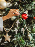 Porcelain Mini Cross Christmas Ornament Set of 3
