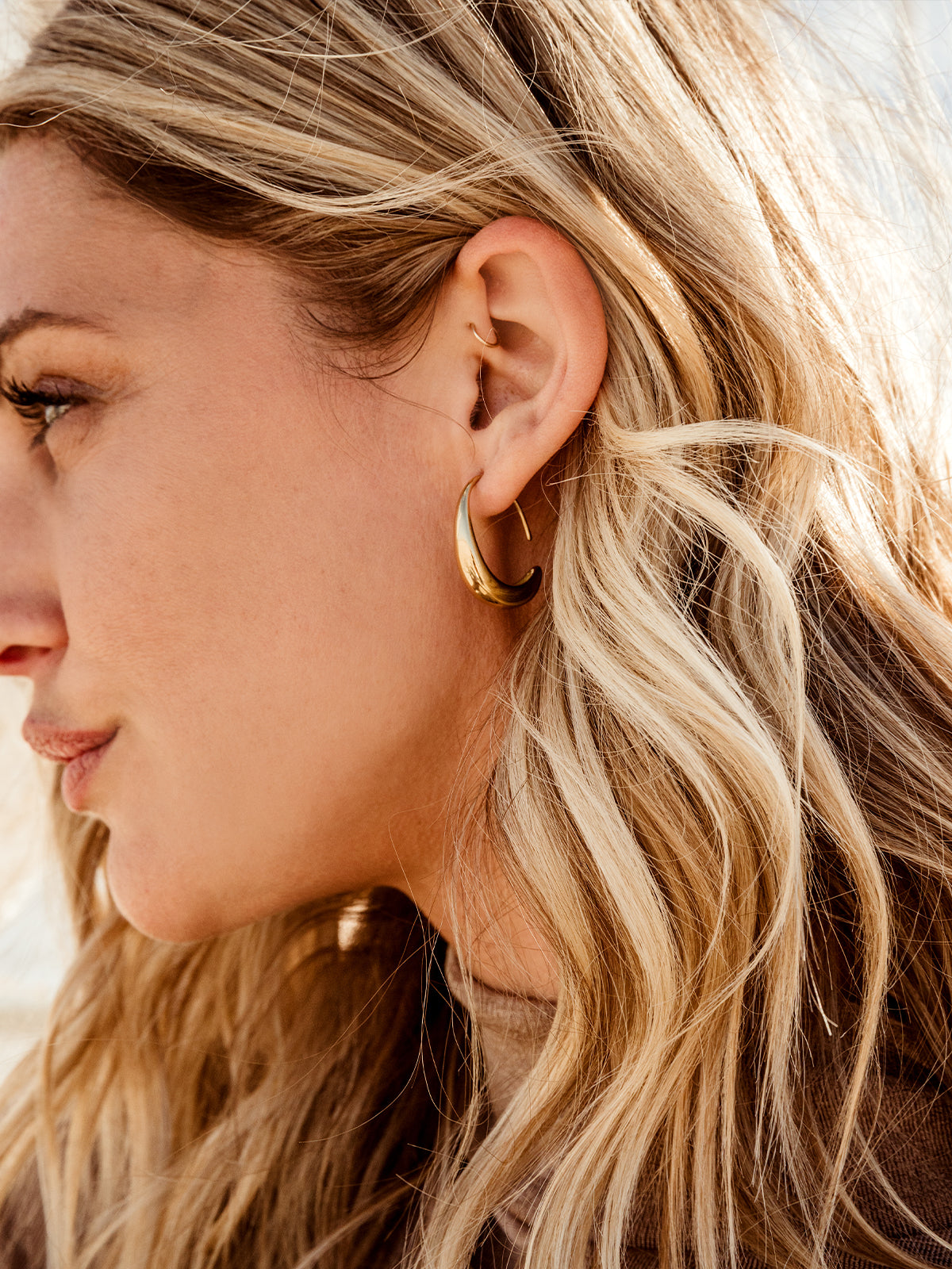 Crescent Moon Threader Drop Earrings
